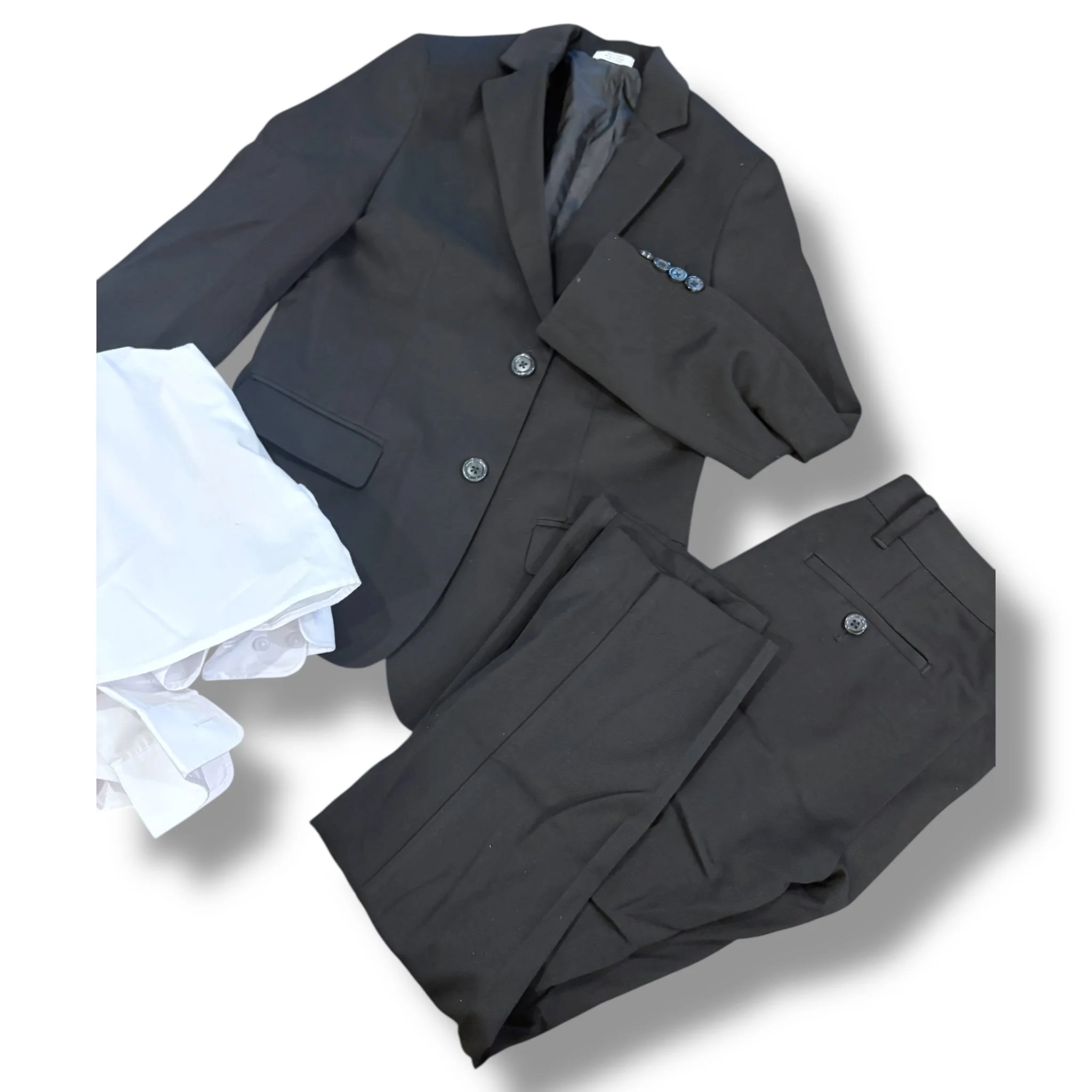 Size 10 Black suit jacket and pants and white shirt set