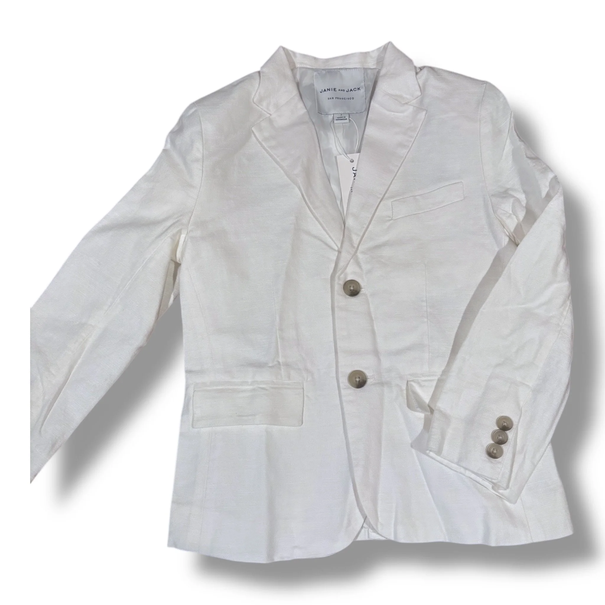 Size 7 Janie and Jack white linen blazer NWT