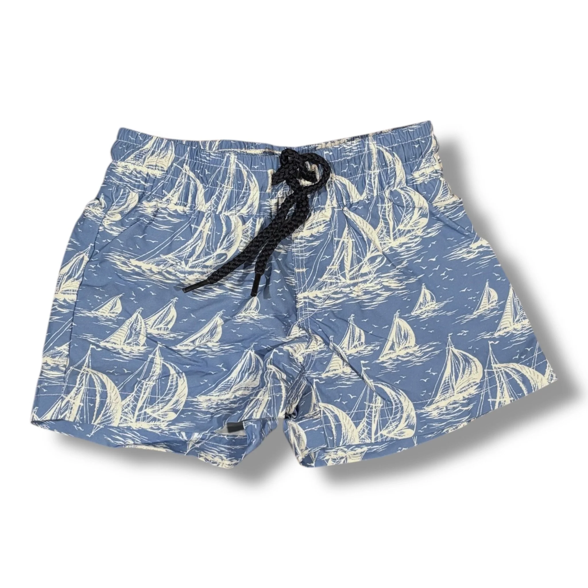 Size 0-6 month TBBC light blue swim trunks w/ sailboats