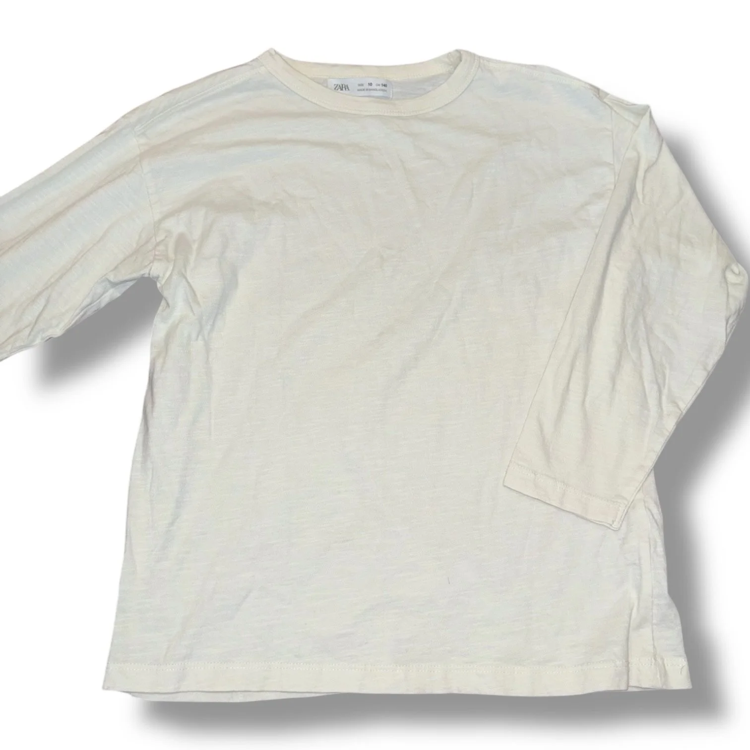 Size 10 Zara off-white slub long-sleeve tee