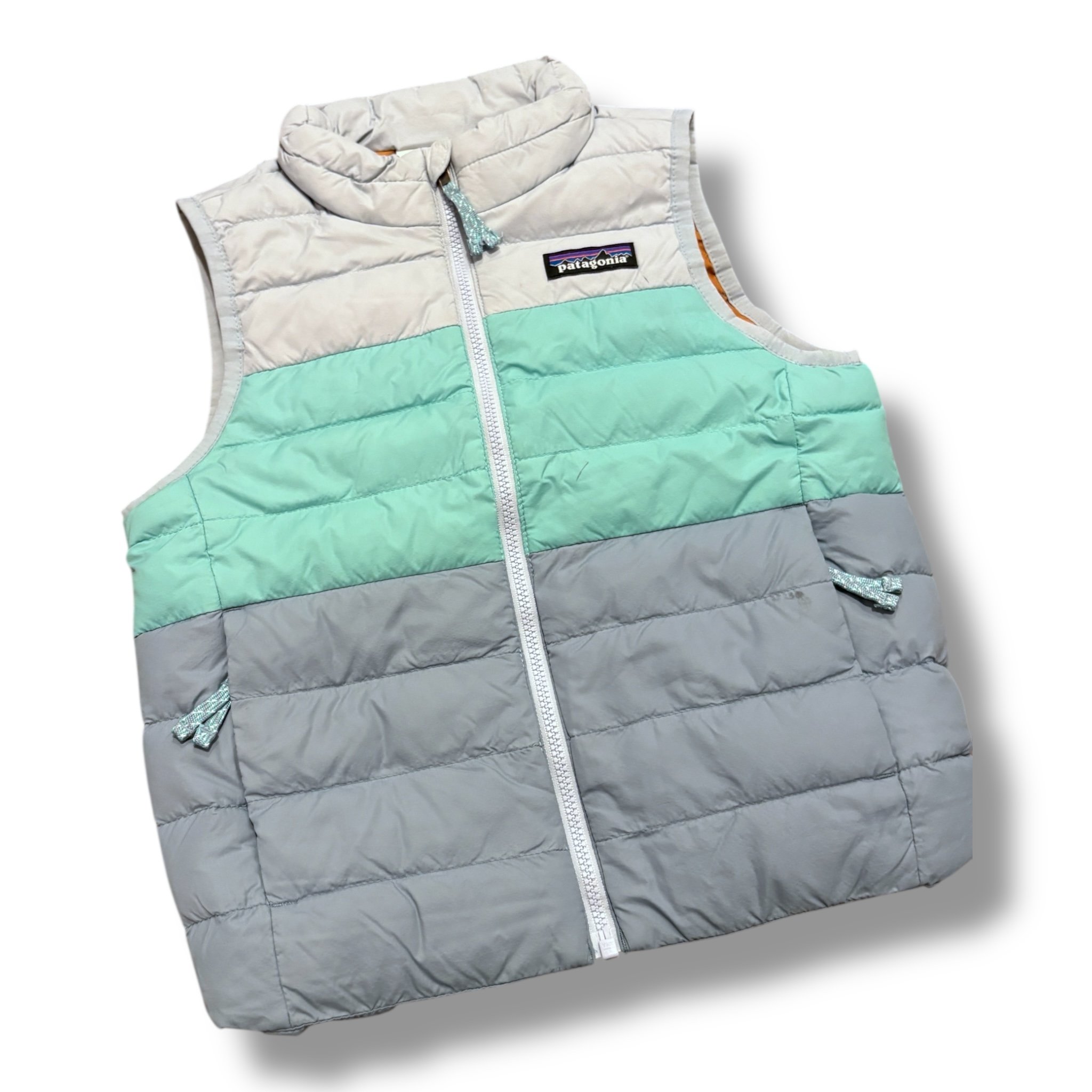 Size 4 Patagonia gray/teal puffer vest