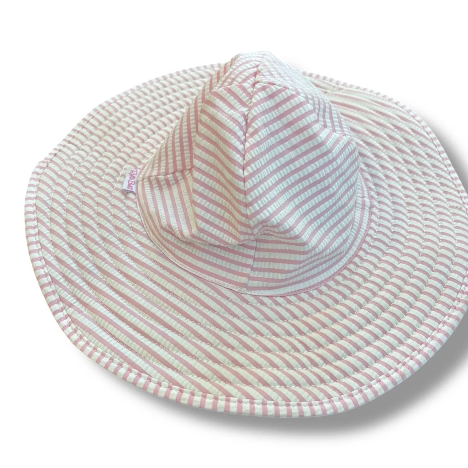 Size 12 month - 2T Ruffle Butts pink/white striped sunhat