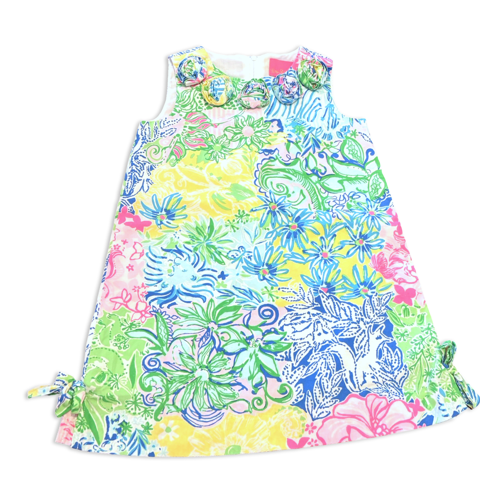 Size 4 Lily Pulitzer dress with roses on collar and multi-color pattern