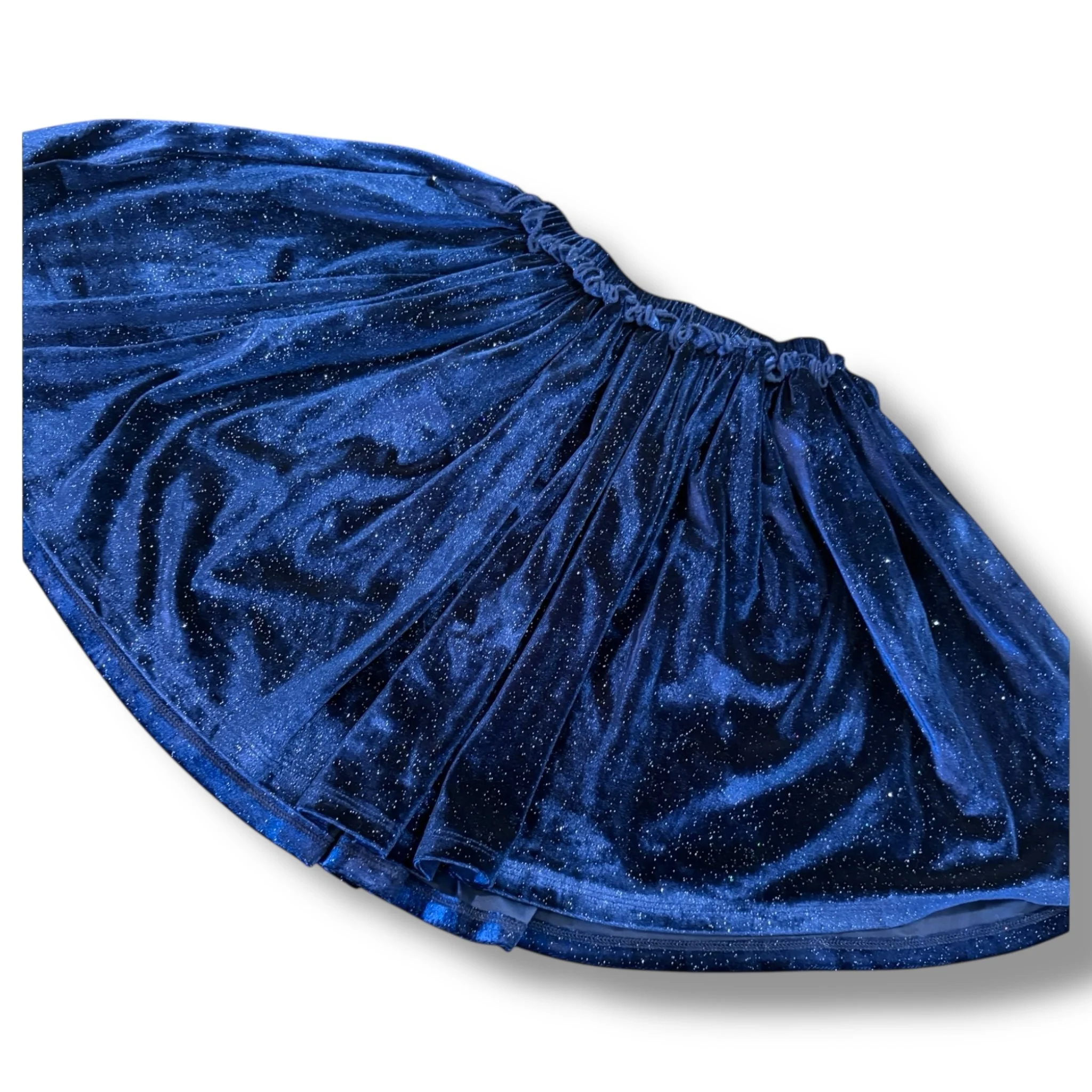 Size 12 Pink chicken navy velvet skirt with sparkles