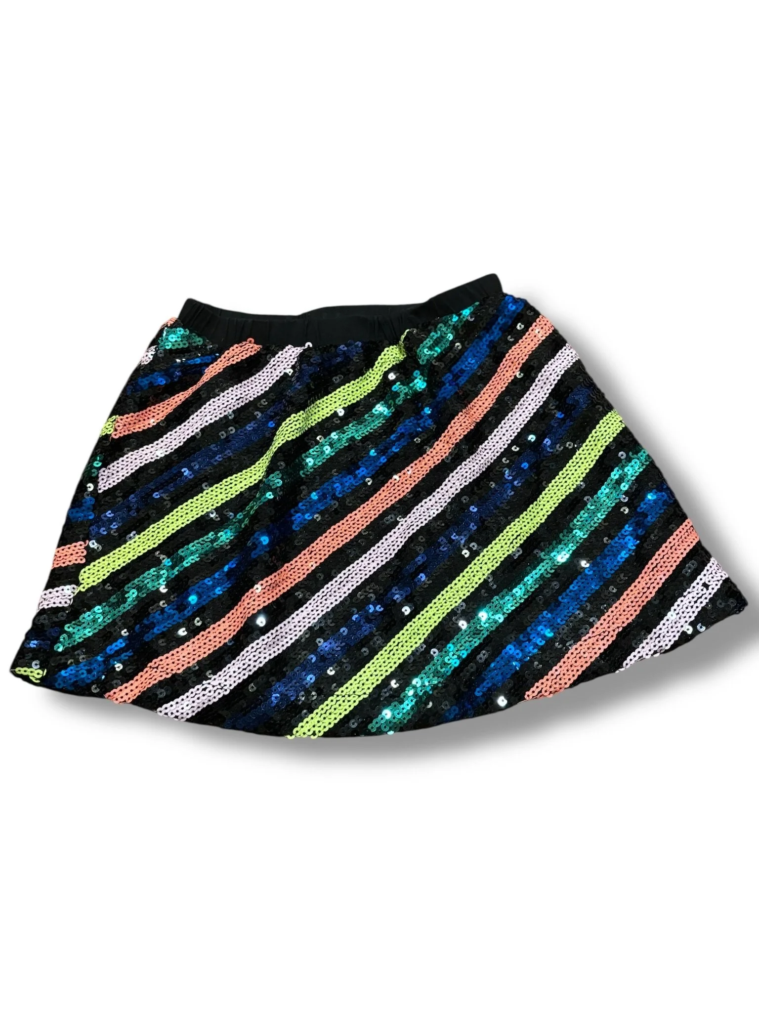 Size 5 Rockets is Awesome black/neon striped sequin skirt