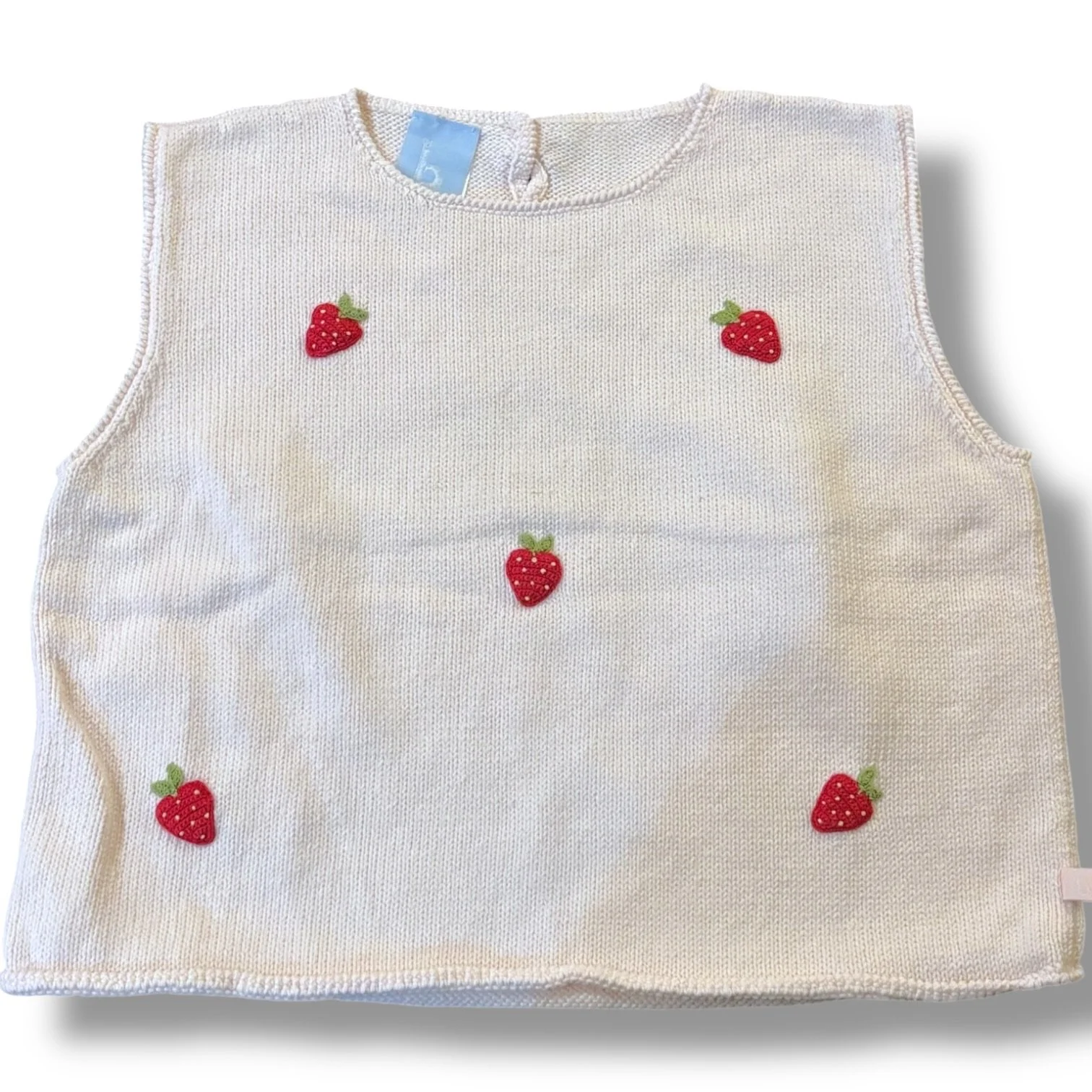 Size 10 Bella Bliss light pink sweater tank w/ strawberries