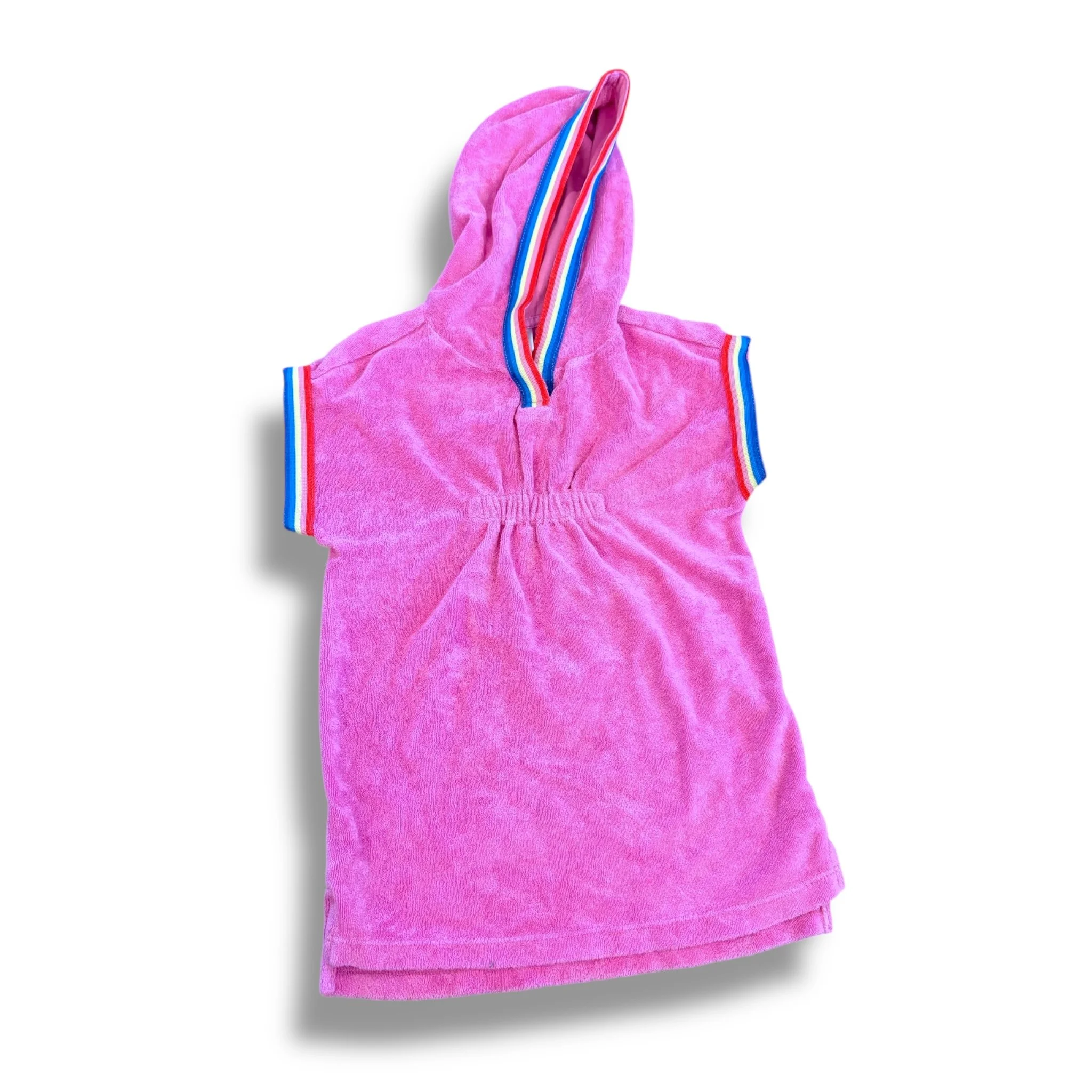 Size 3 Hanna Andersson pink terry coverup rainbow trim
