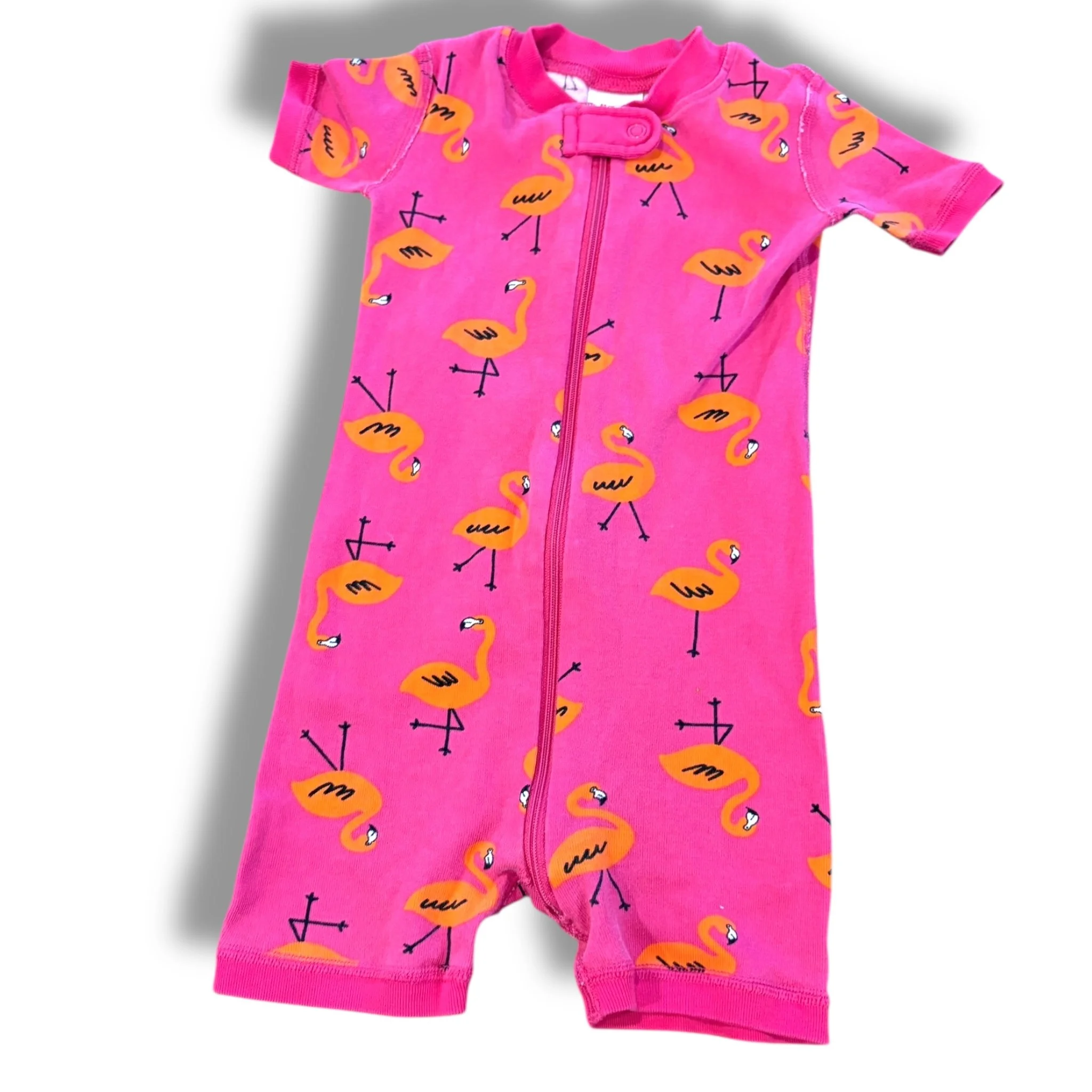 Size 2 Hanna Andersson pink flamingo short zip up pajamas