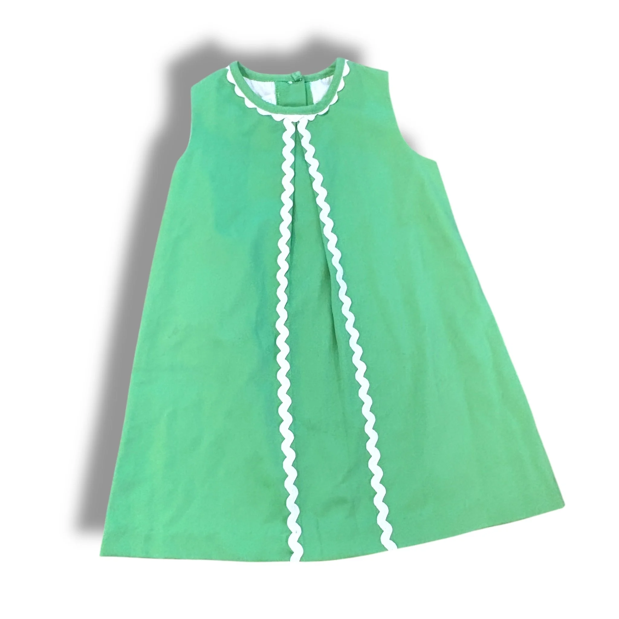 Size 3 Little english green tank dress with ric rac center trim