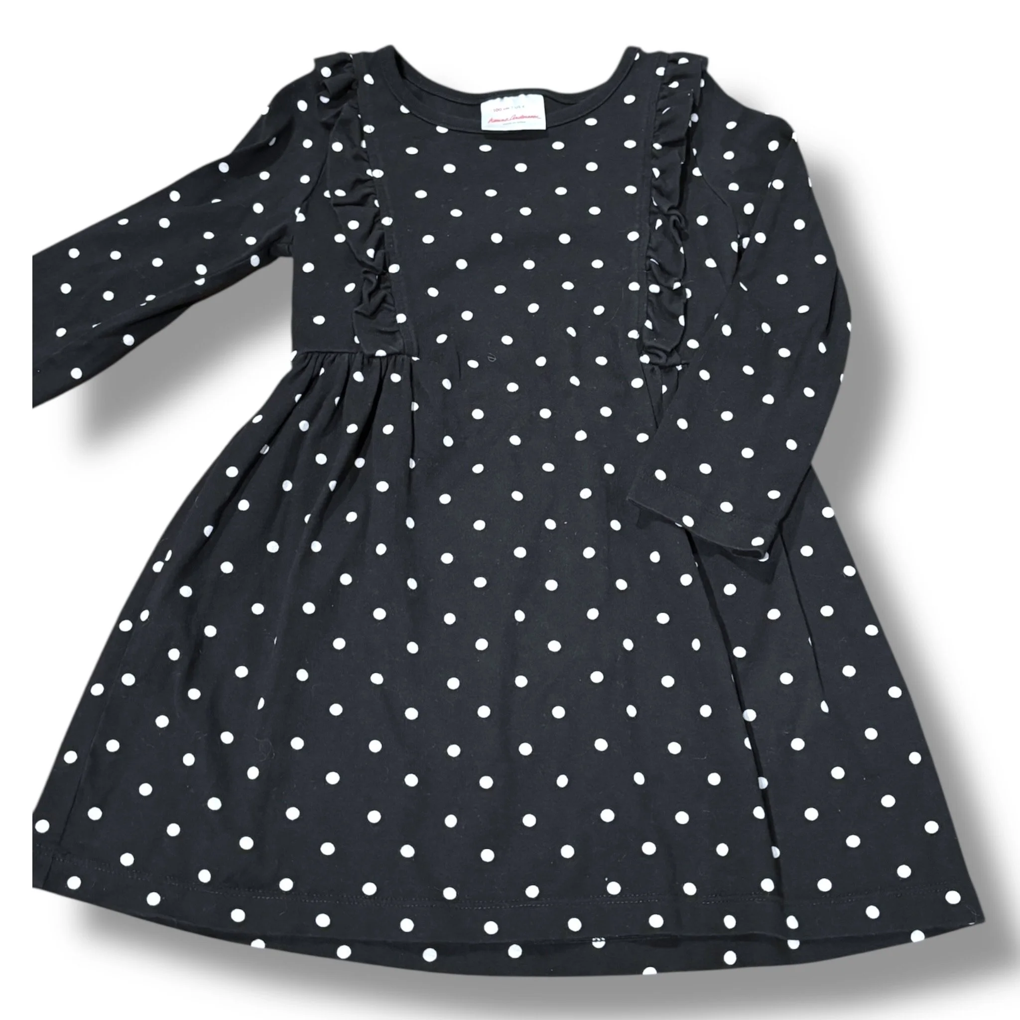 Size 4 Hanna Andersson black dress w/ white polka dots