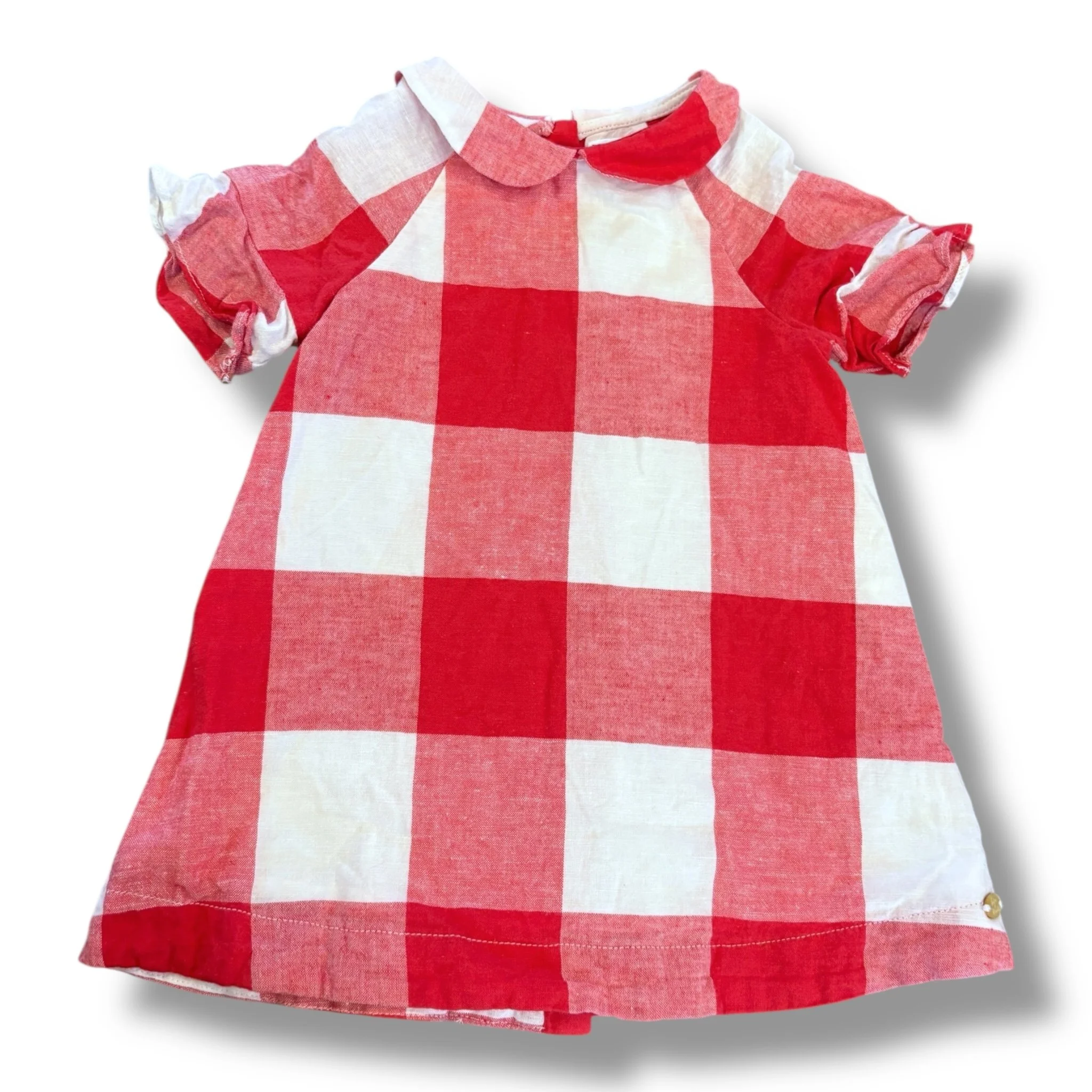 Size 9 month Tartine et chocolat red/white check short sleeve dress