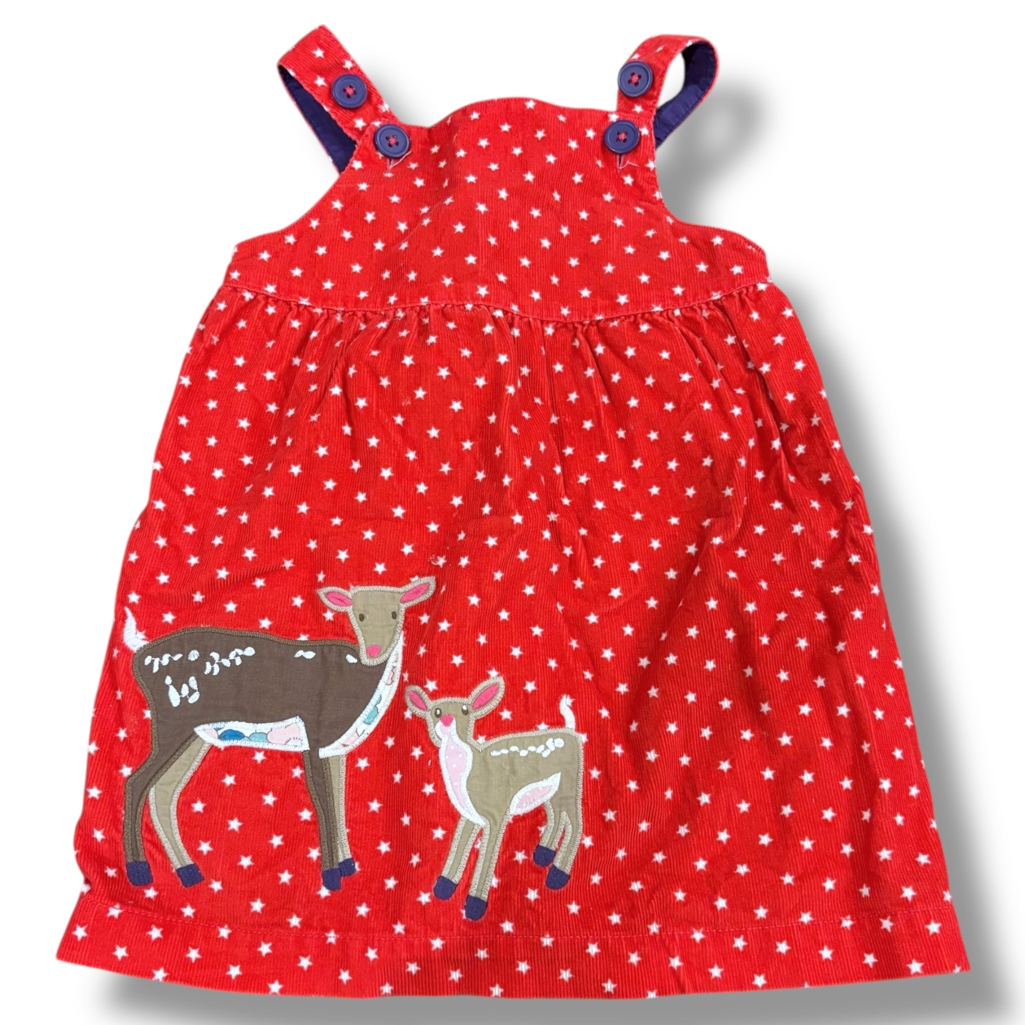 Size 18-24 month Boden red/orange corduroy jumper with deer applique