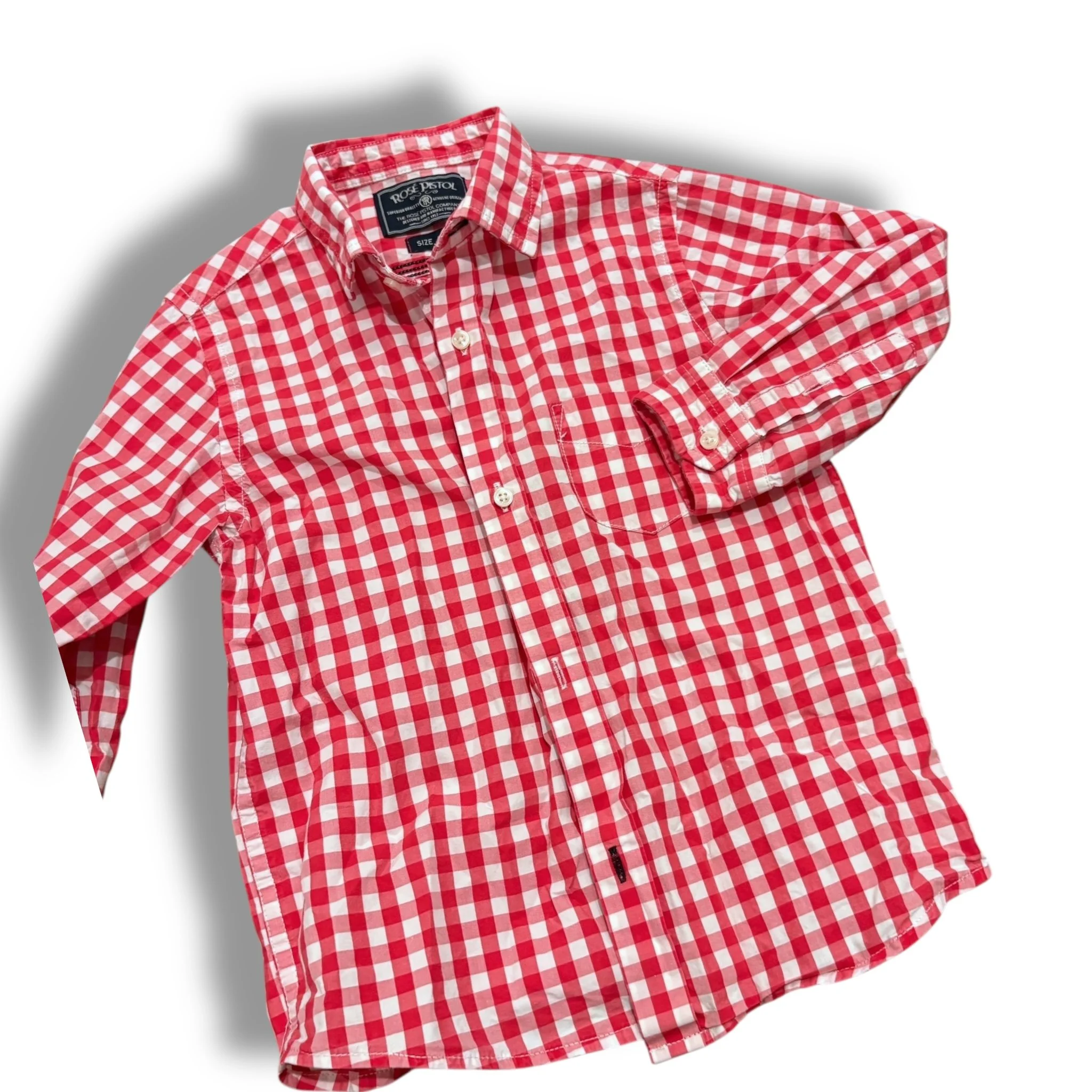 Size 4-5 Rose pistol red/white check button up