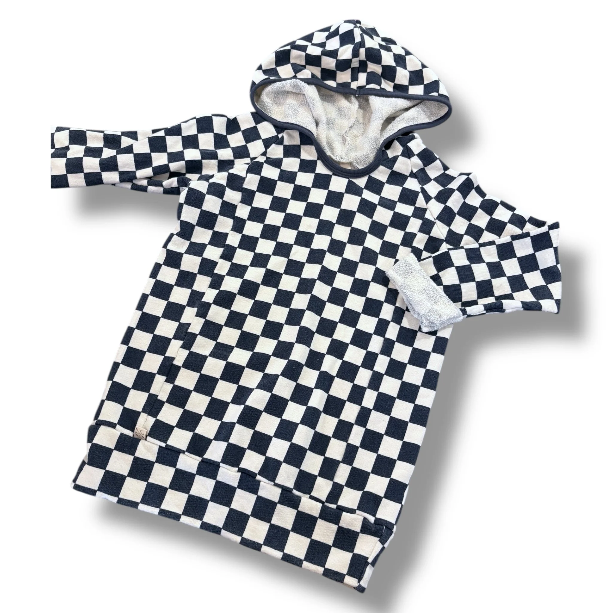 Size 10-11 Childhoods navy/white check hooded sweatshirt