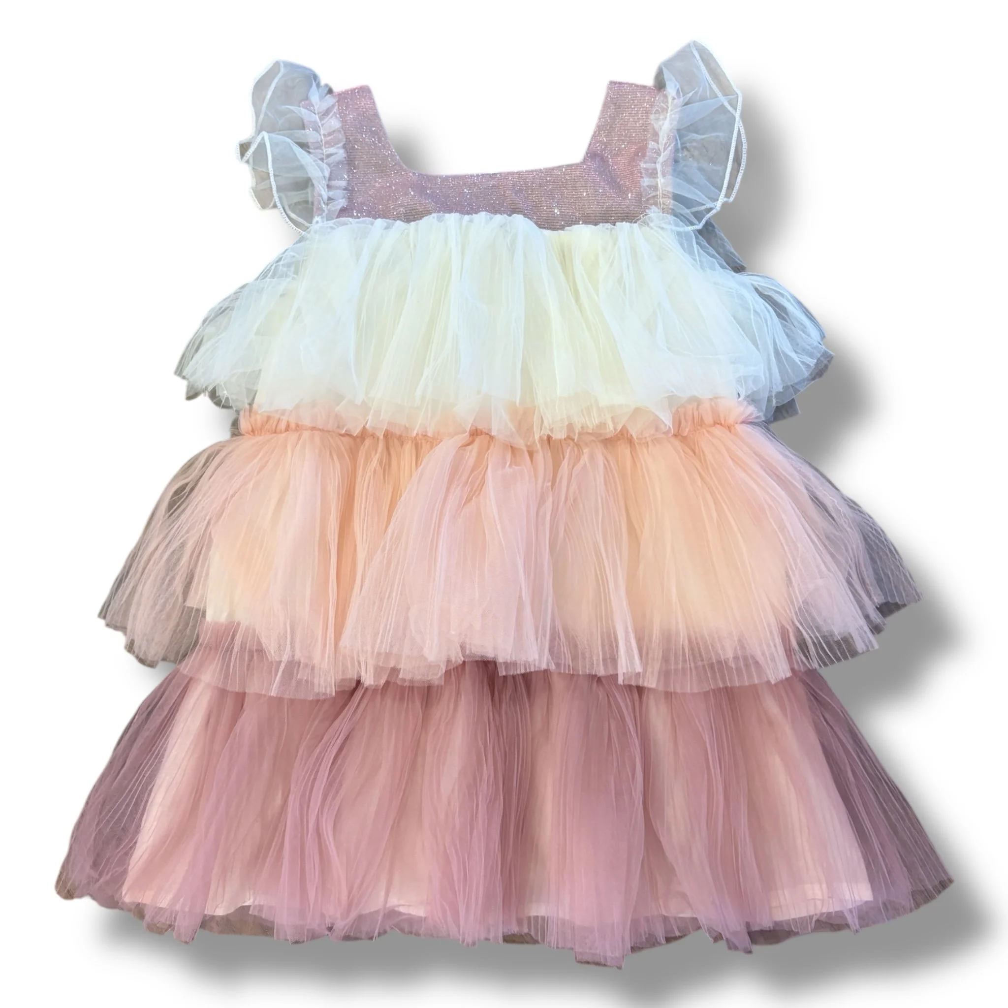 Size 3 Jill Marie pink/white tulle tiered tank dress