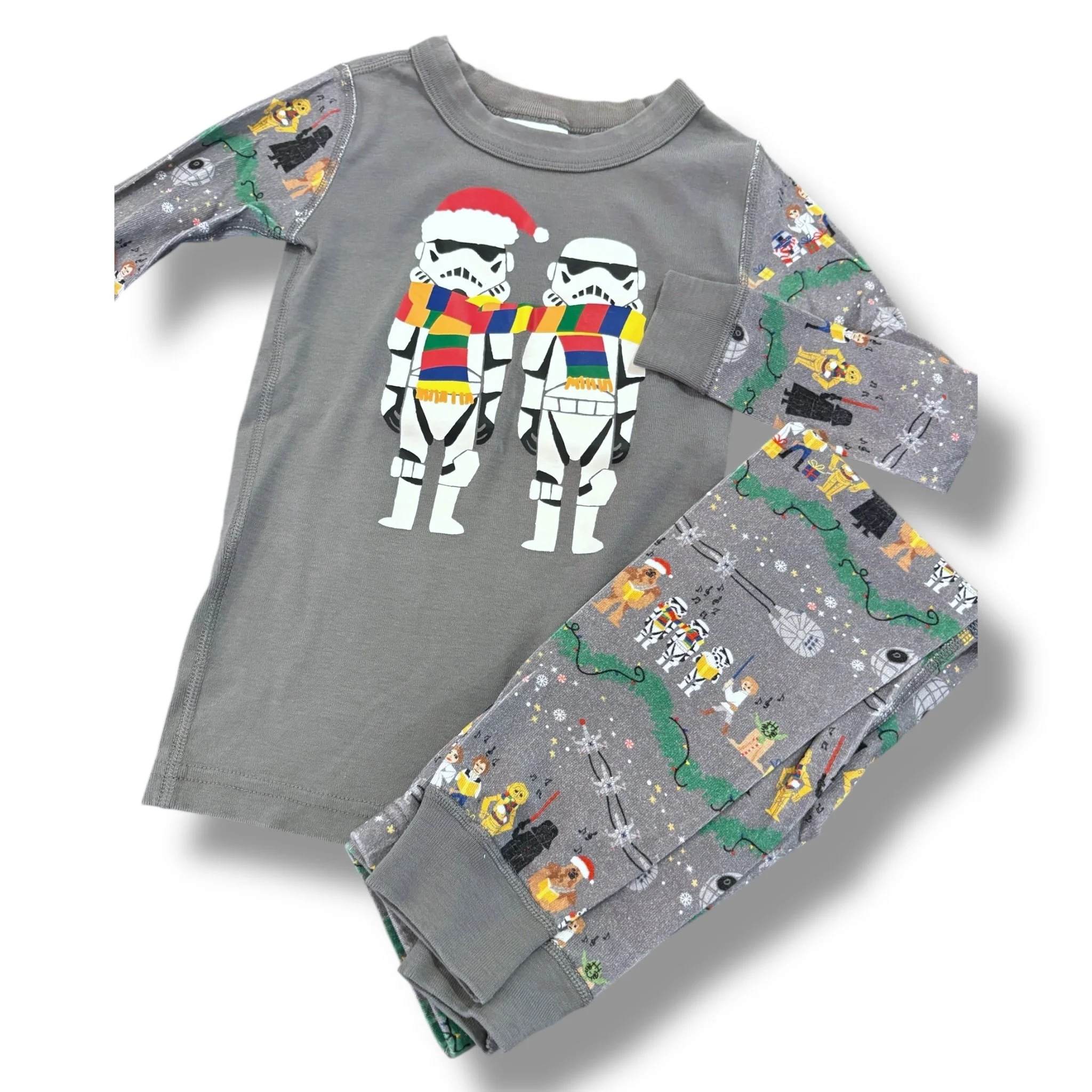 Size 5 Hanna Andersson gray Star Wars Christmas pajamas