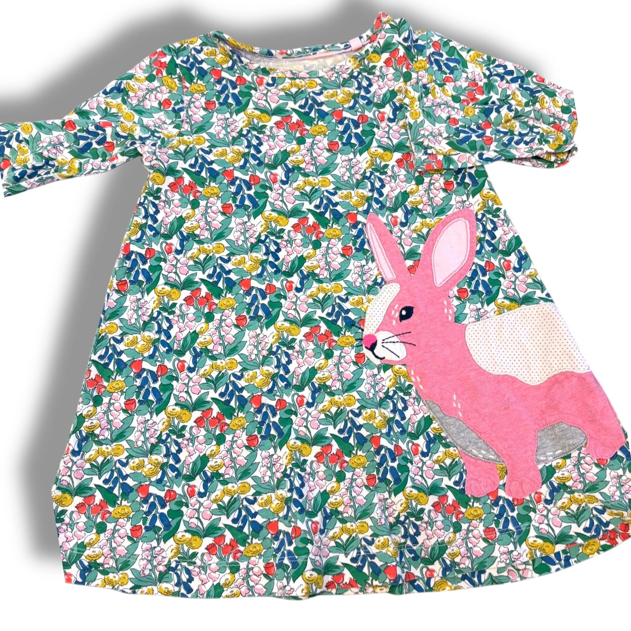Size 3-4 Boden floral knit dress with bunny applique