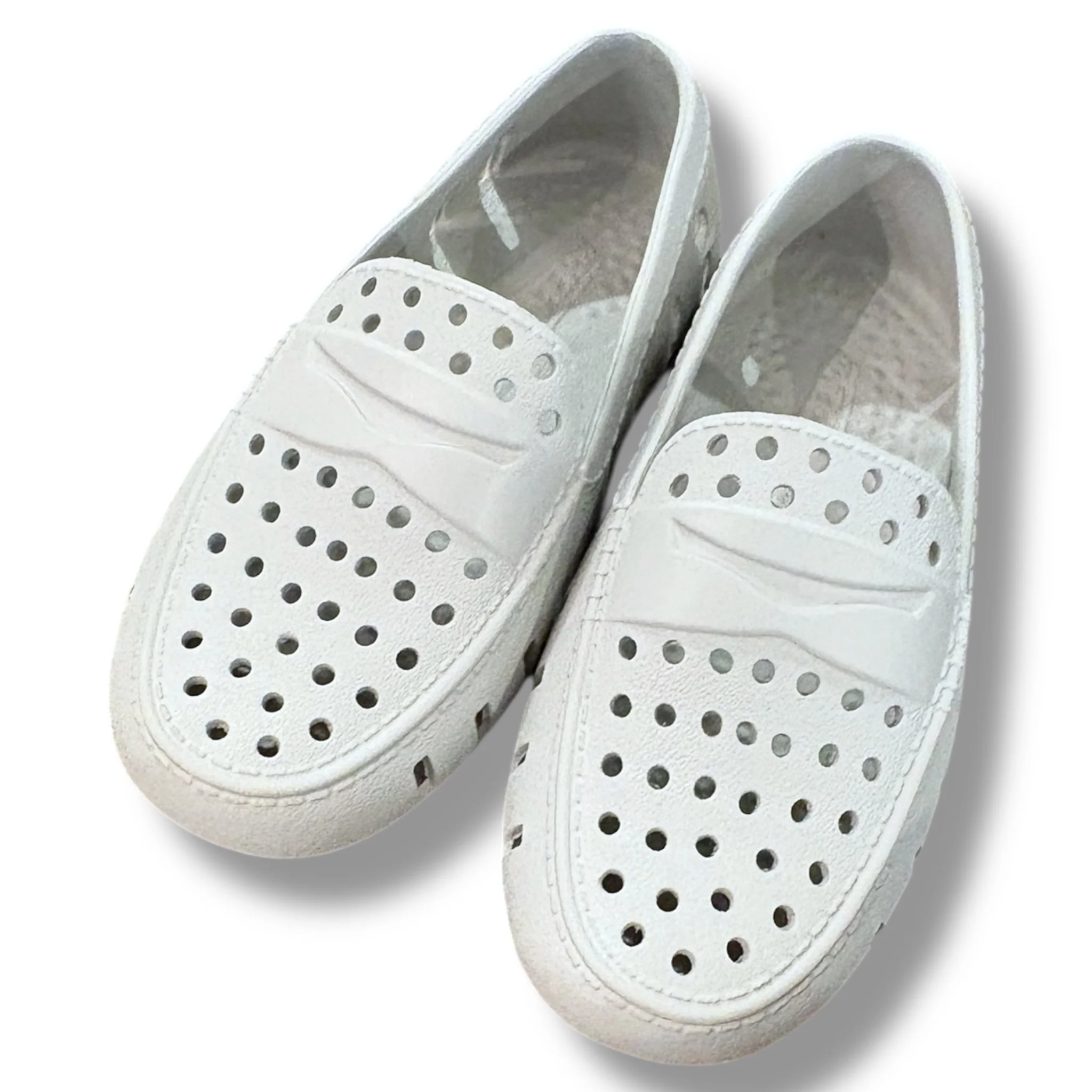 Size 10 Floafer light grey shoes, yellow soles