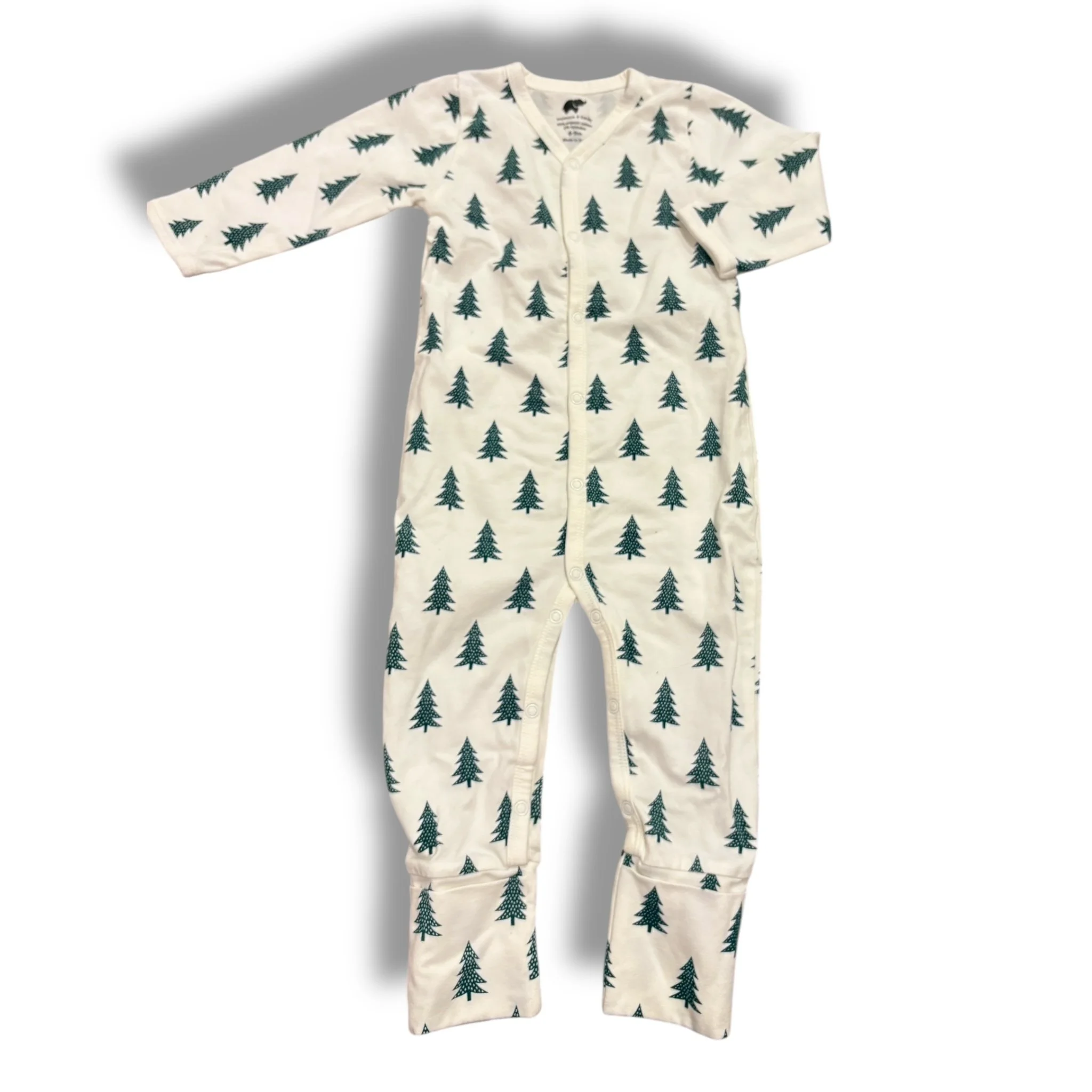 Size 6-9 month Monica and andy white romper with christmas trees