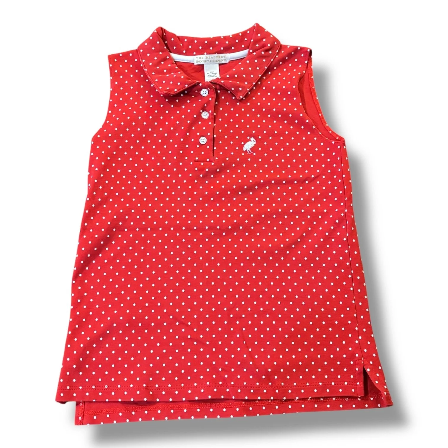 Size 10 TBBC red w/ white polka dots sleeveless polo