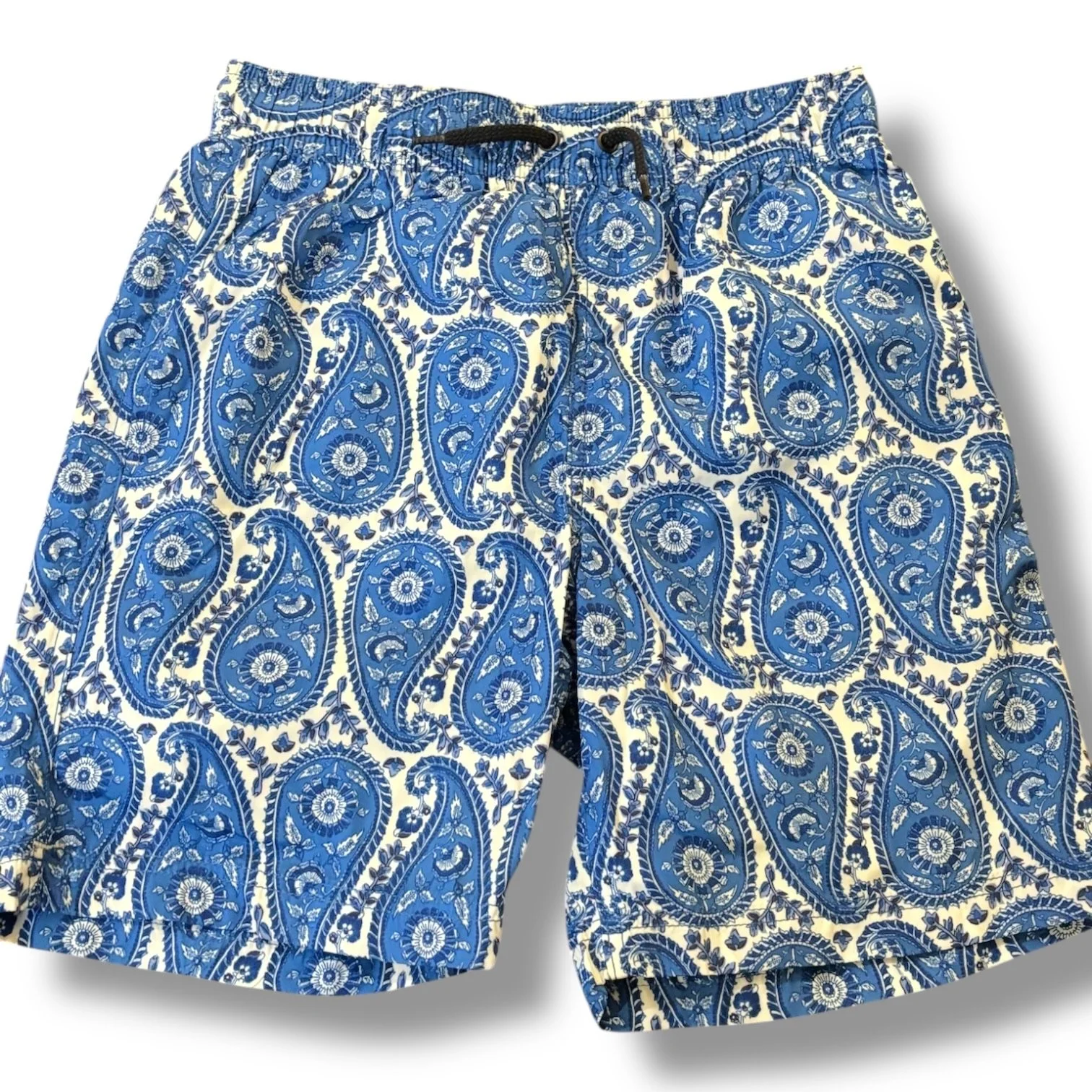 Size 12 Crewcuts blue/white paisley swim trunks NWT