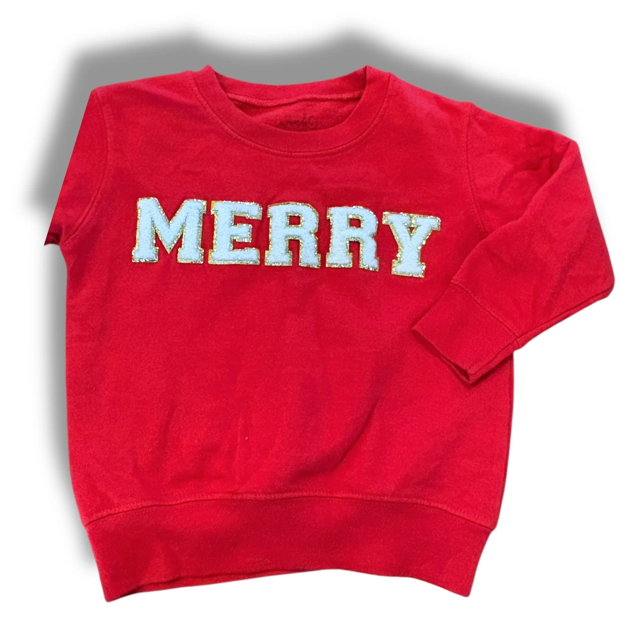 Size 3 Sweet wink red sweatshirt with MERRY varsity letters