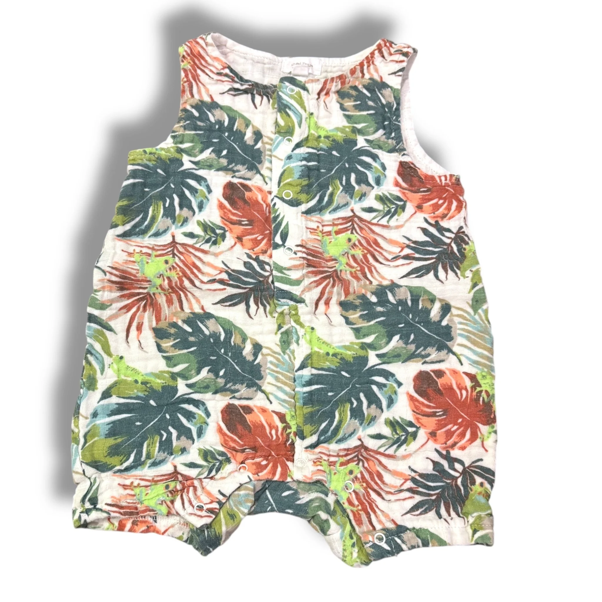 Size 12-18 month angel dear palm muslin tank romper with frogs