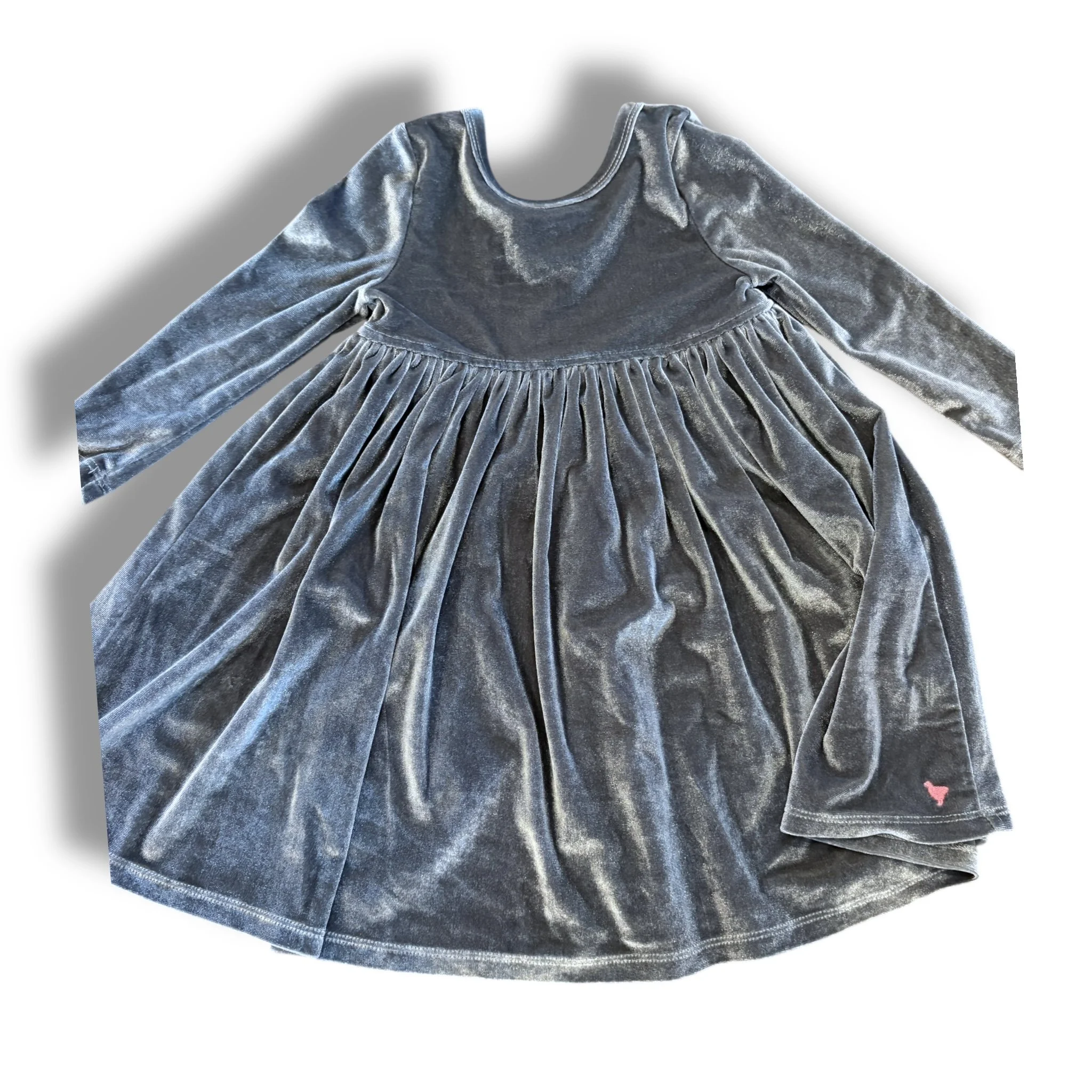 Size 3 Pink chicken grey velour long sleeve dress