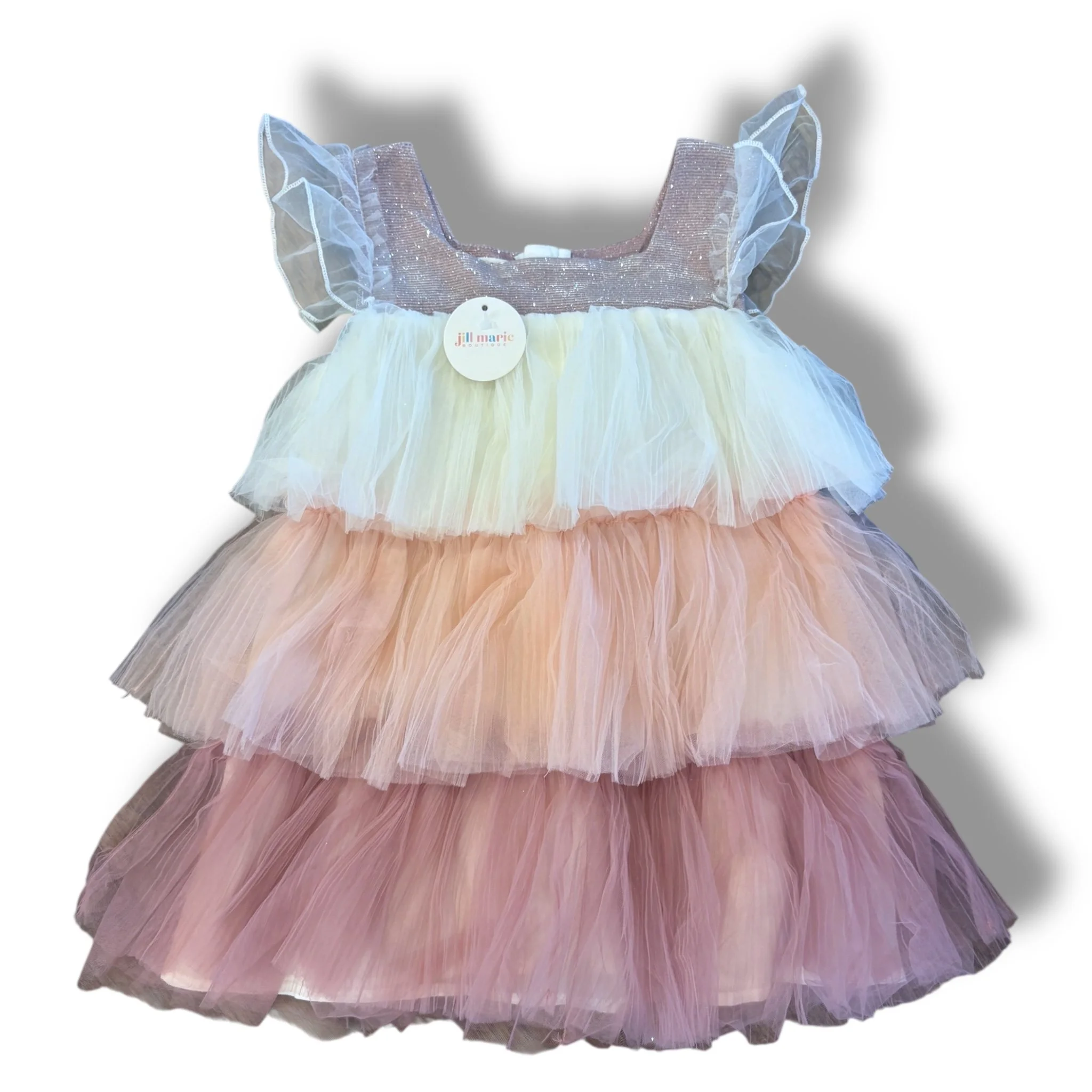 Size 3 Jill Marie pink/white tulle tiered tank dress NWT