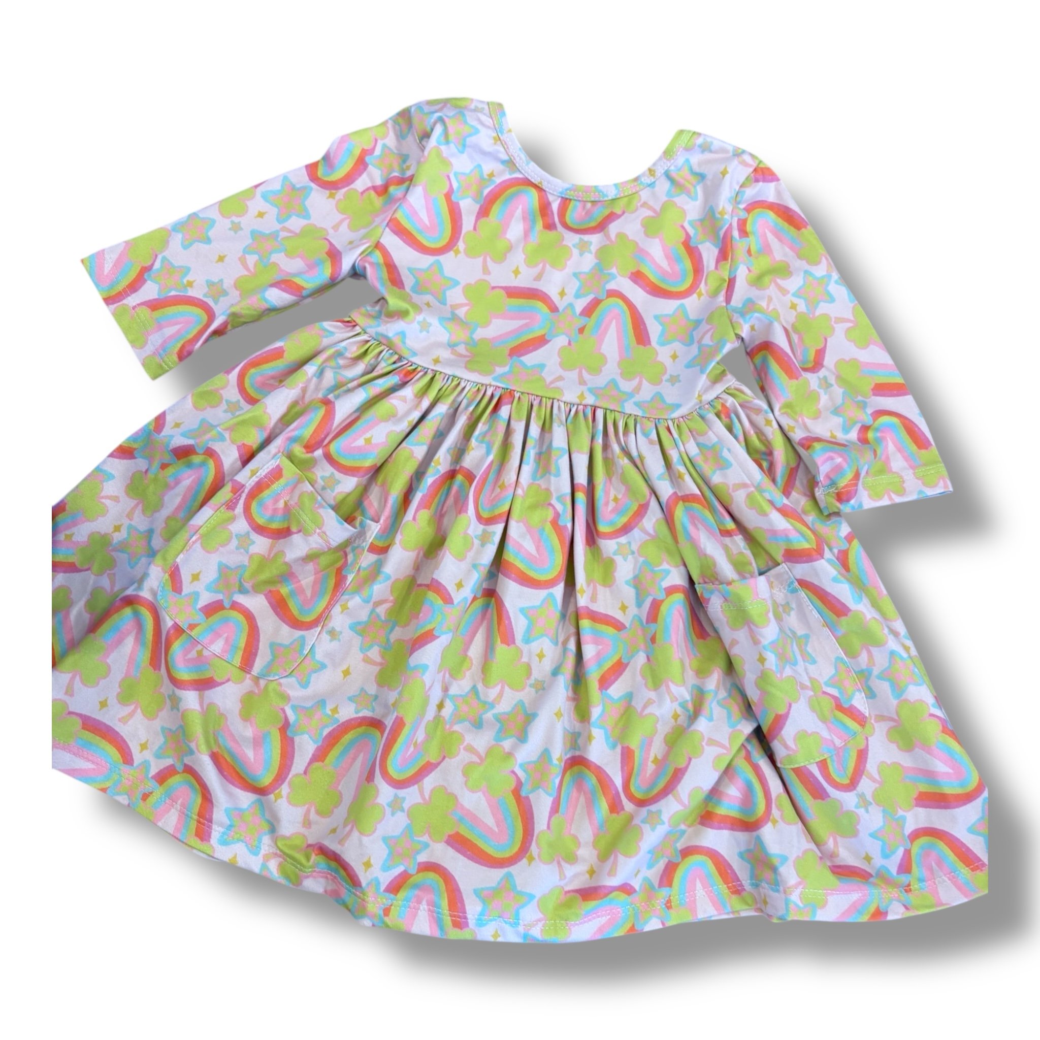 Size 2 Mila Rose ligth pink shamrock rainbow dress