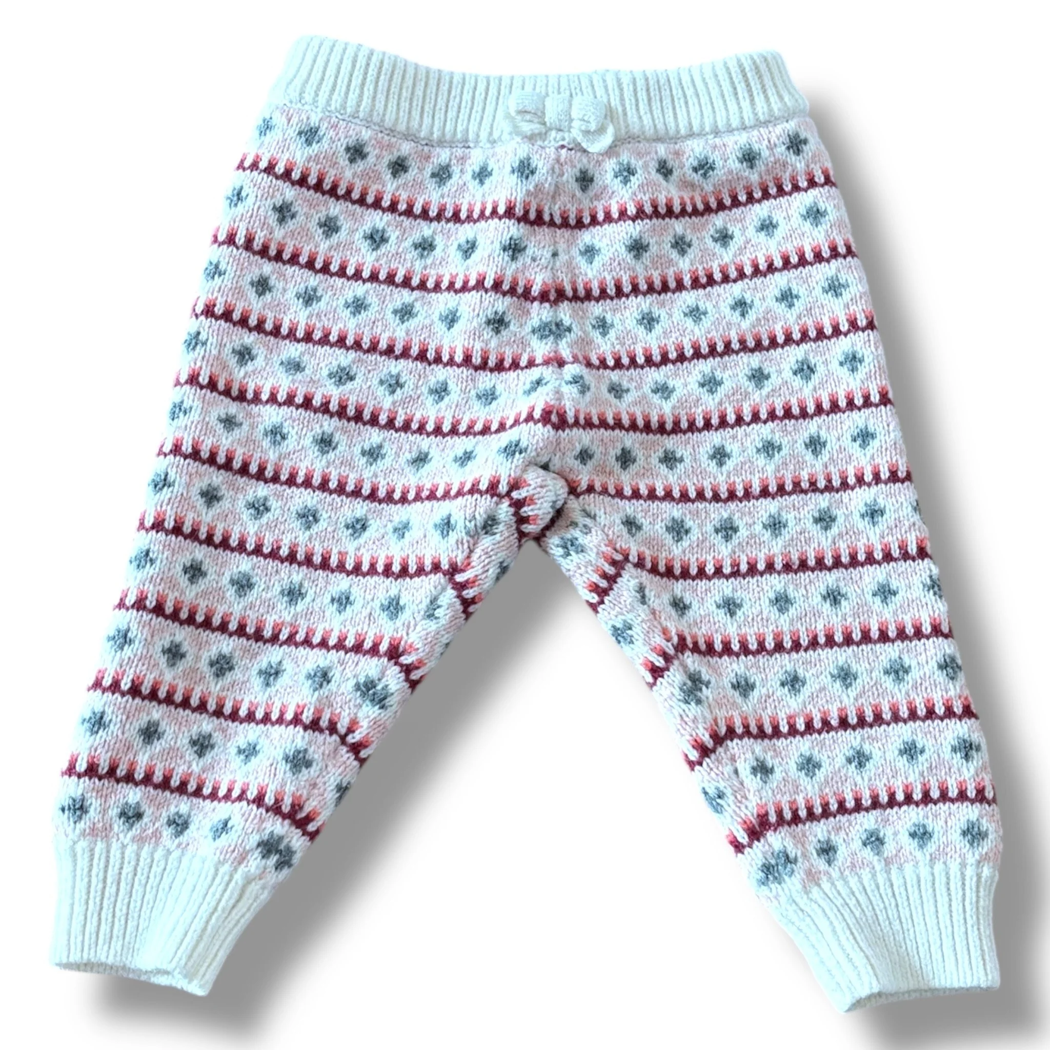 Size 6-12 month Janie and Jack cream, grey, pink sweater-material joggers