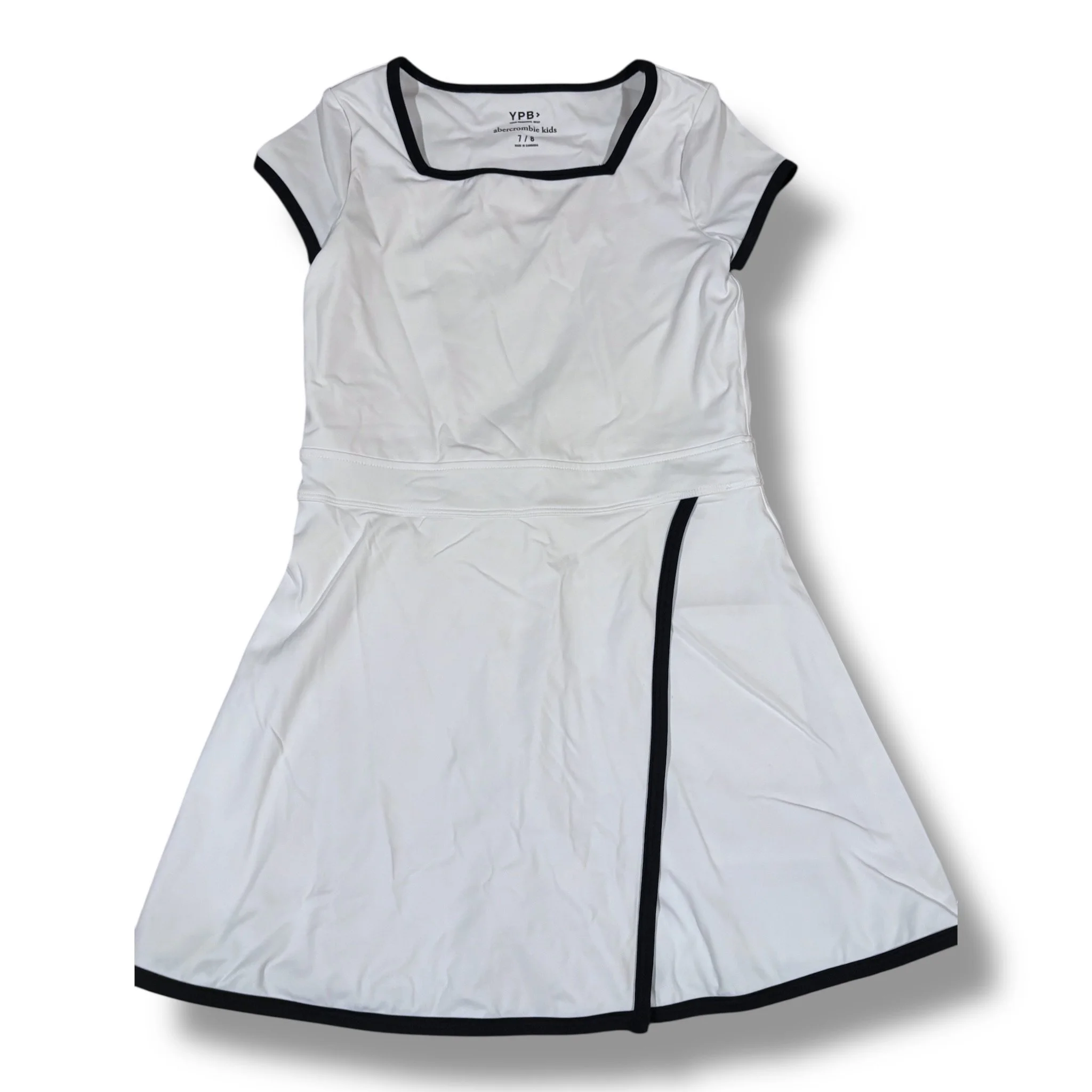 Size 7/8 Abercrombie Kids white athletic dress w/ navy trim