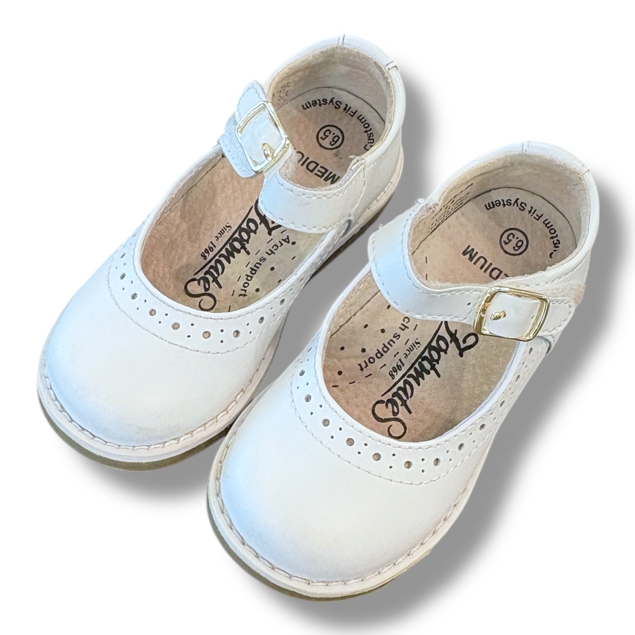 Size 6.5 toddler footmates white mary janes