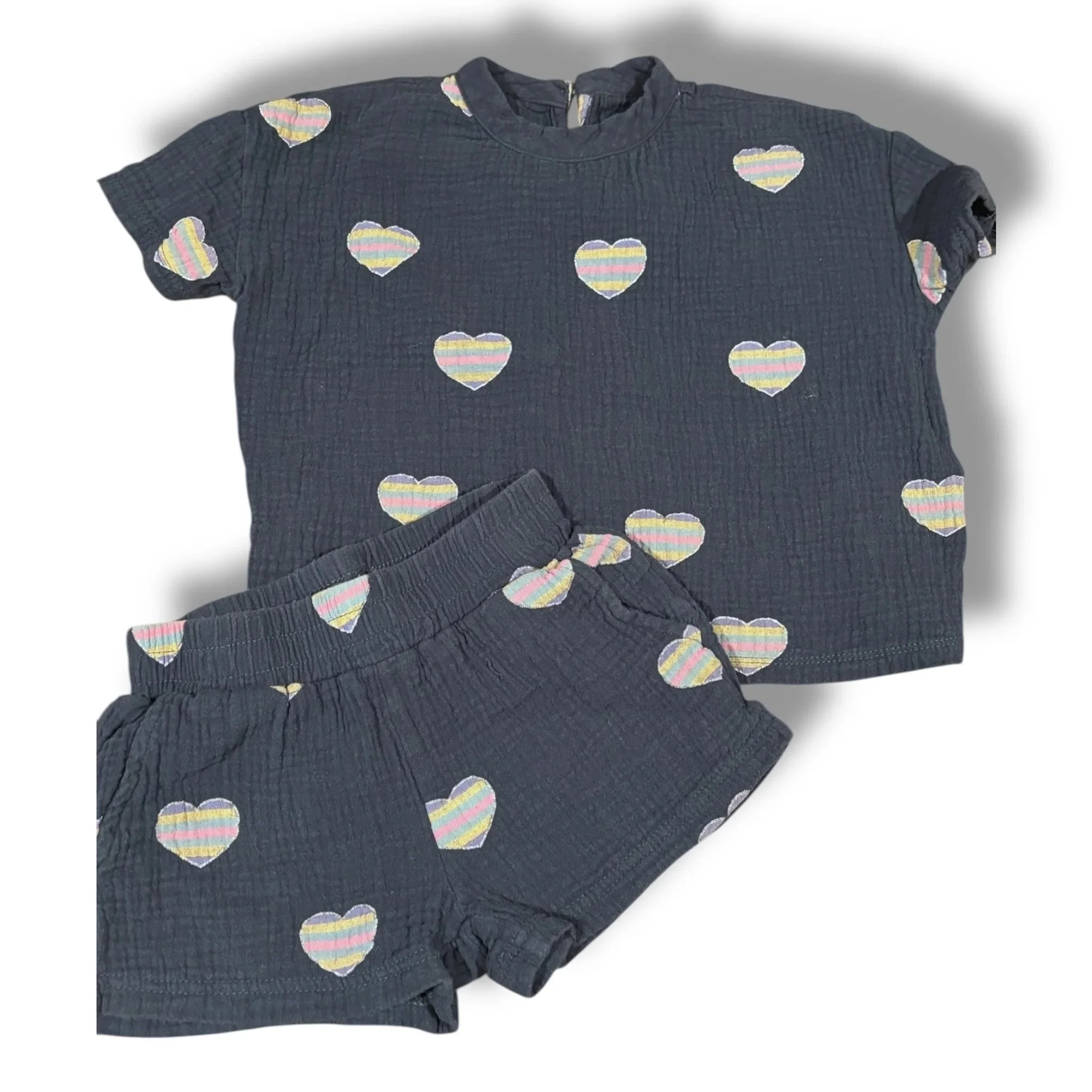 Size 5T Chaser dusty blue set w/ rainbow hearts
