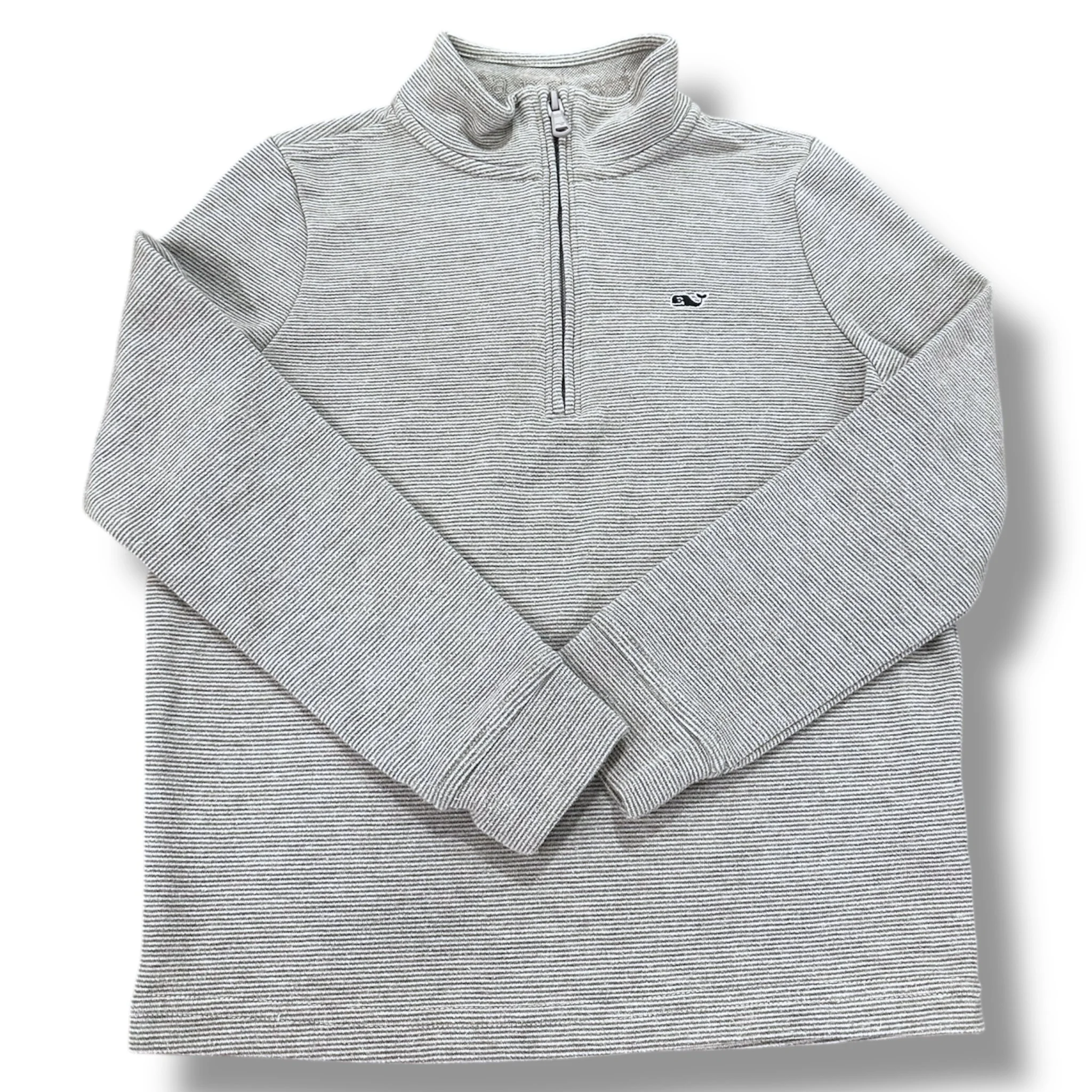 Size 7 Vineyard vines grey fine stripe knit quarter zip