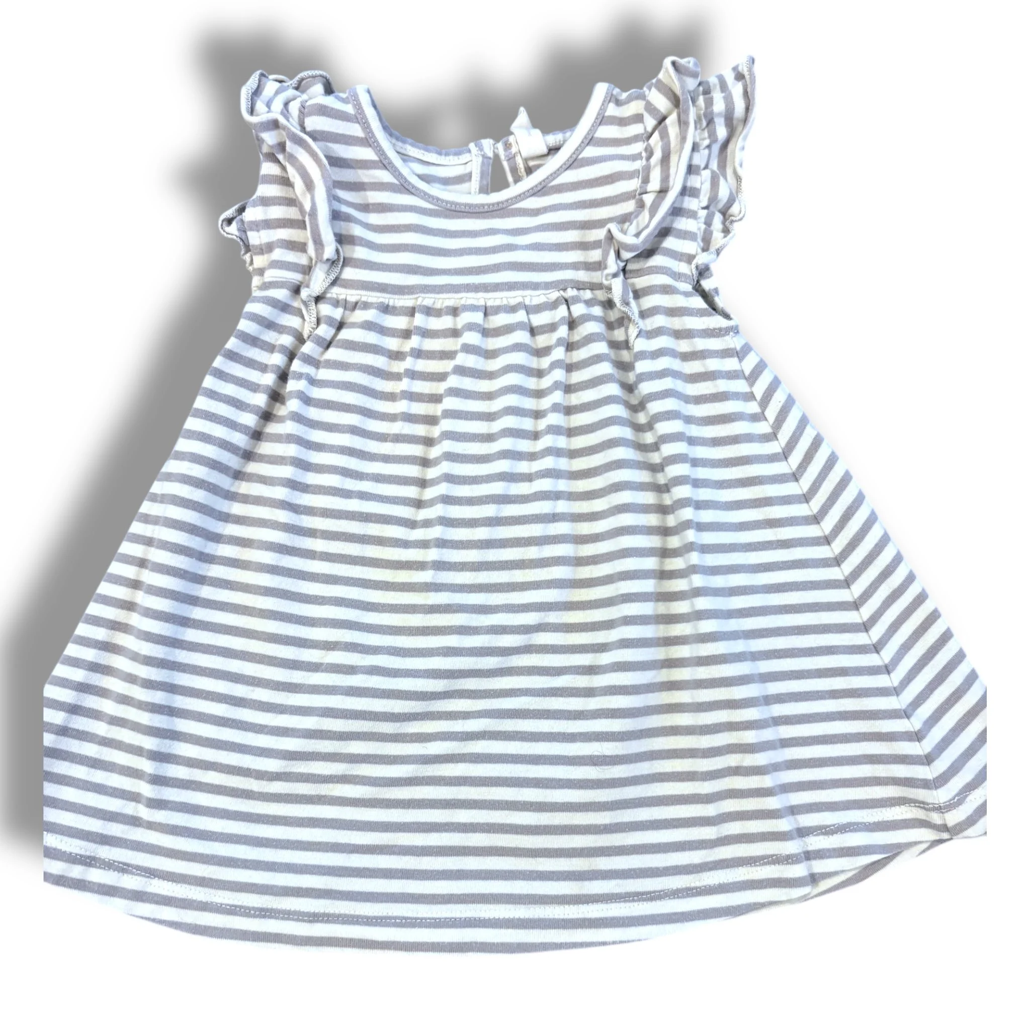 6-12 month Quincy mae grey/white stripe knit tank tunic