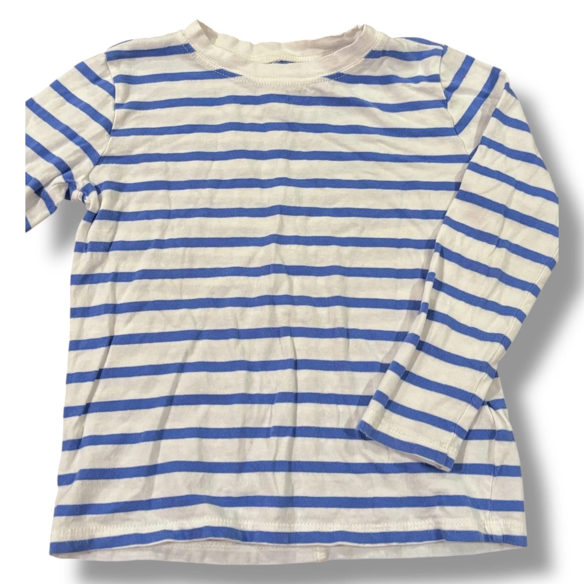 Size 4-5 Crewcuts white/perwinkle striped long-sleeve tee