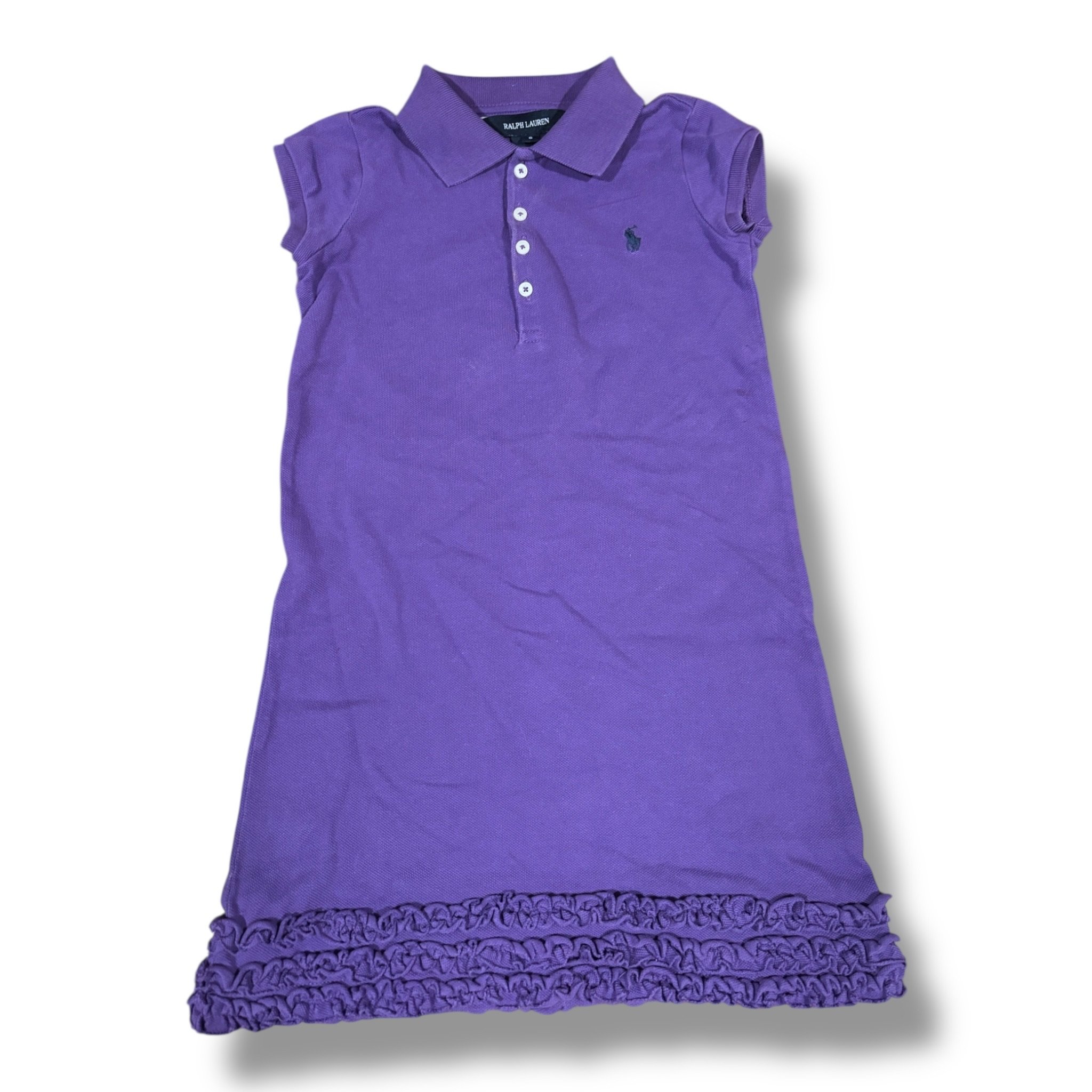 Size 6 Ralph Lauren purple pique polo dress w/ ruffles at hem