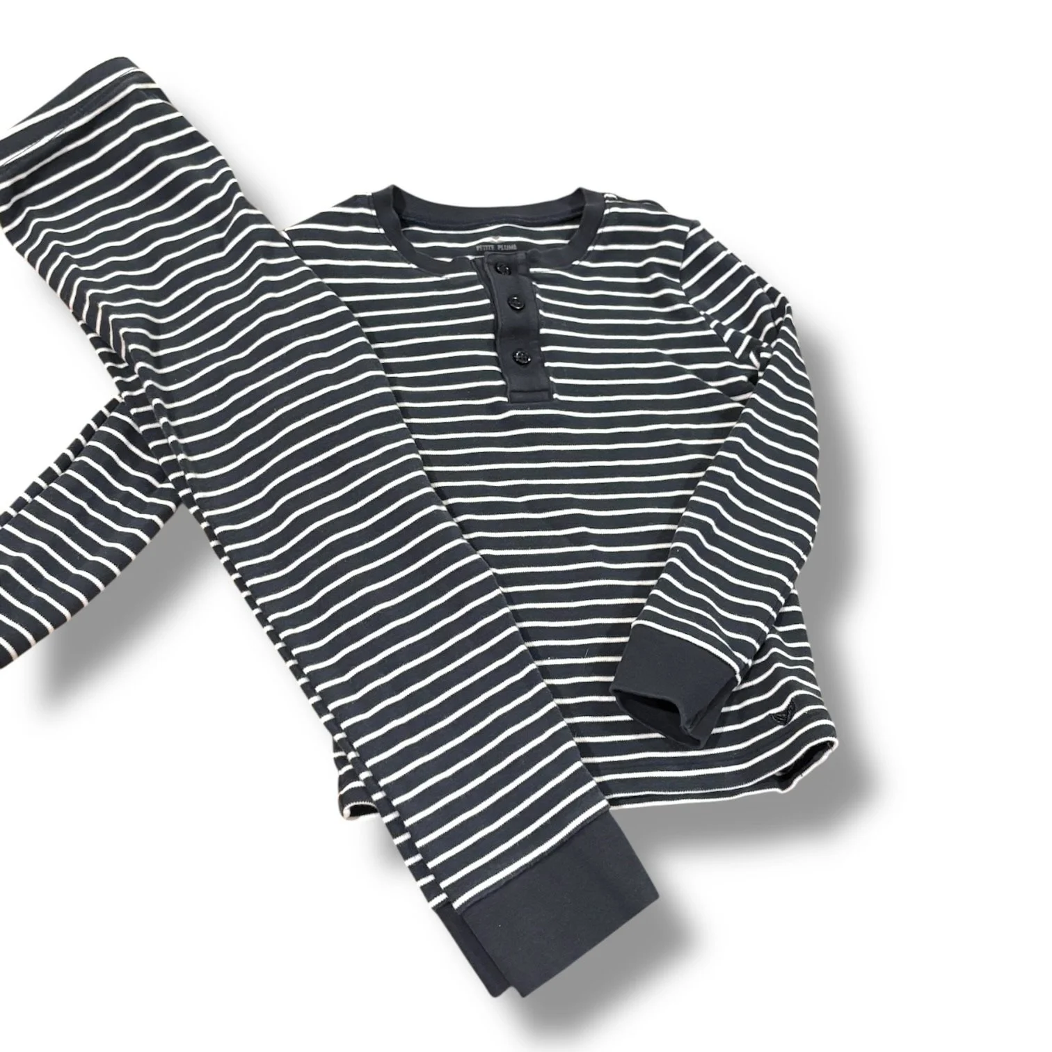 Size 4 Petite Plume navy/white striped pima cotton pajama set