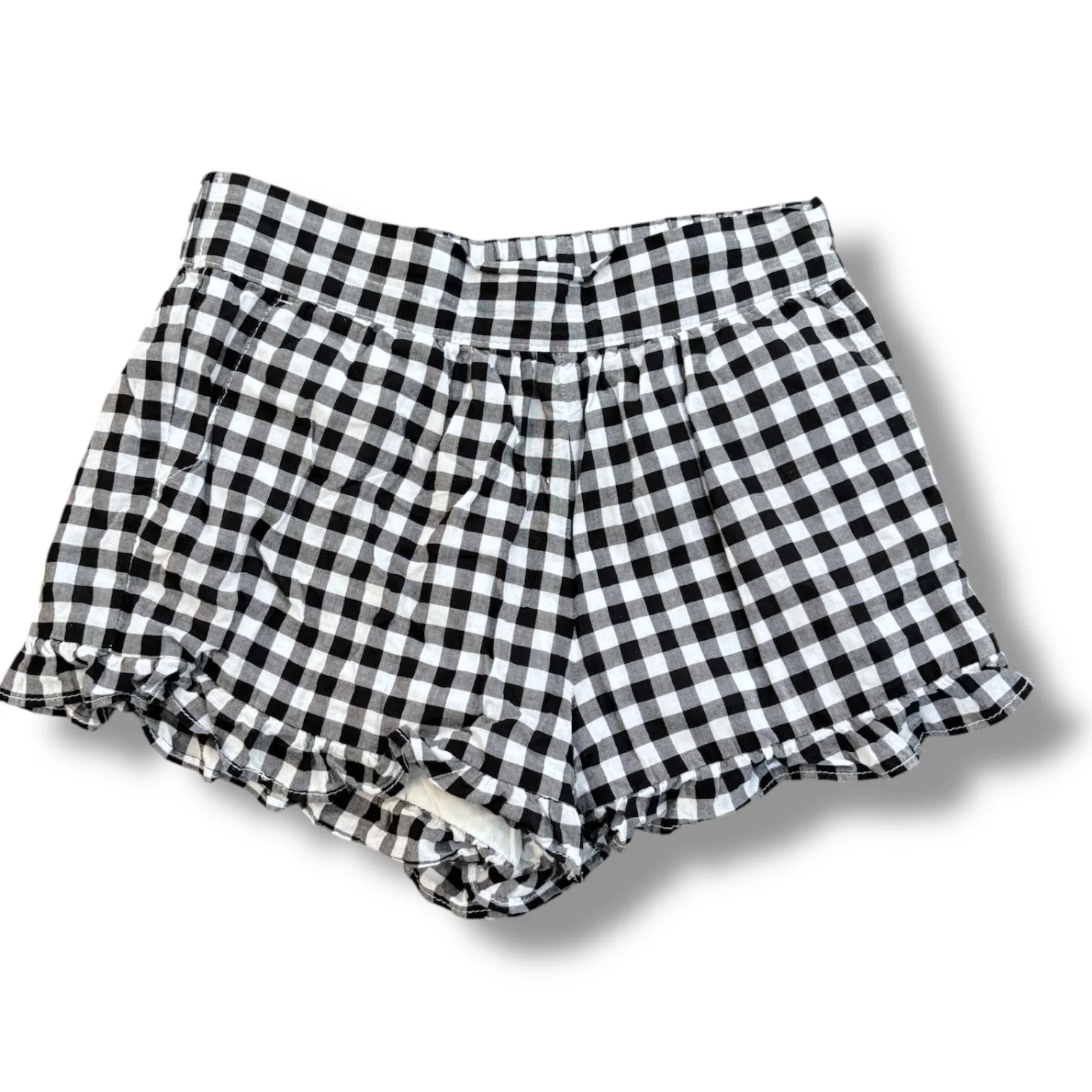 Size 5 Janie and Jack black/white gingham shorts w/ ruffle