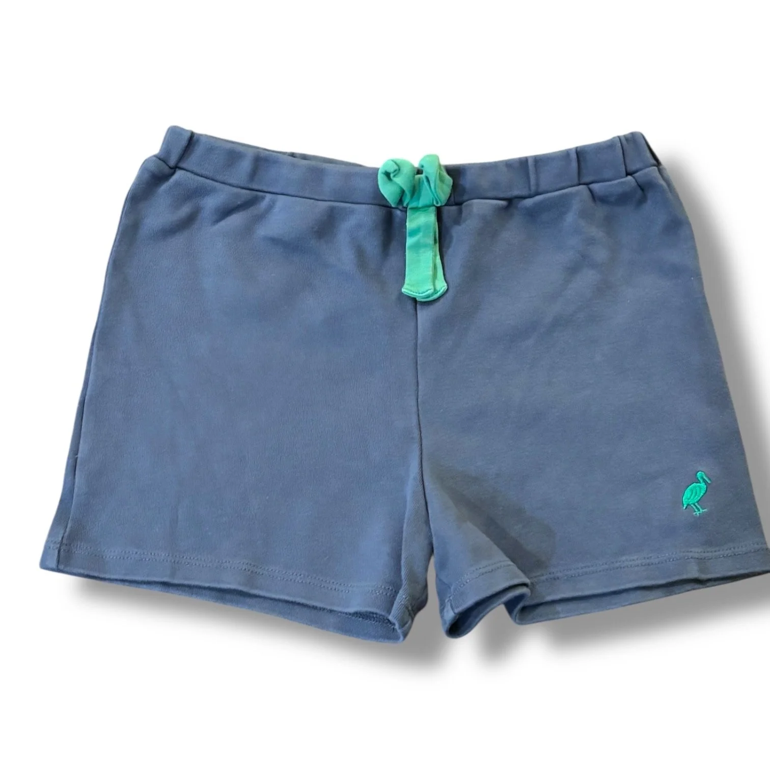 Size 8 TBBC navy pull-on shorts w/ green bow, stork