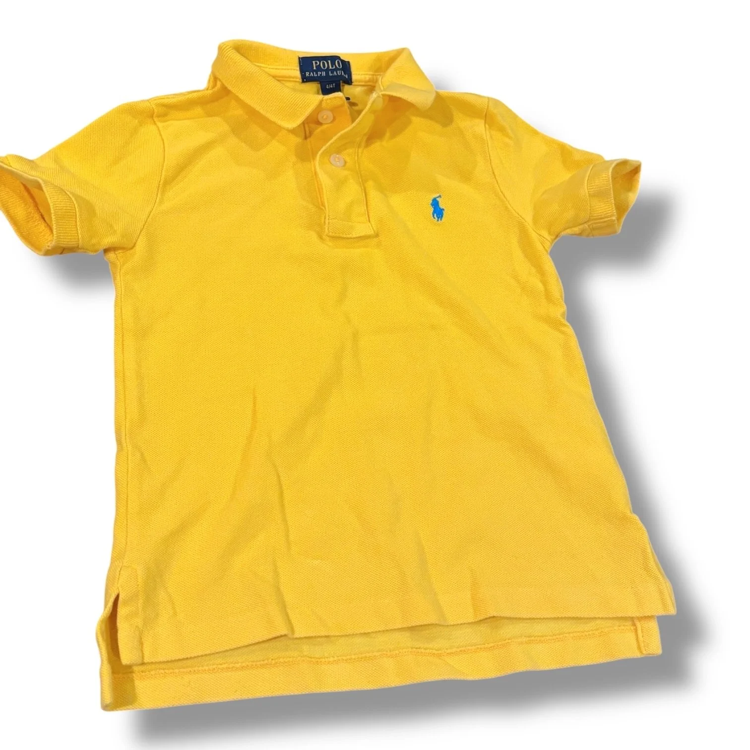 Size 4 Polo Ralph Lauren bright yellow w/ blue rider polo shirt
