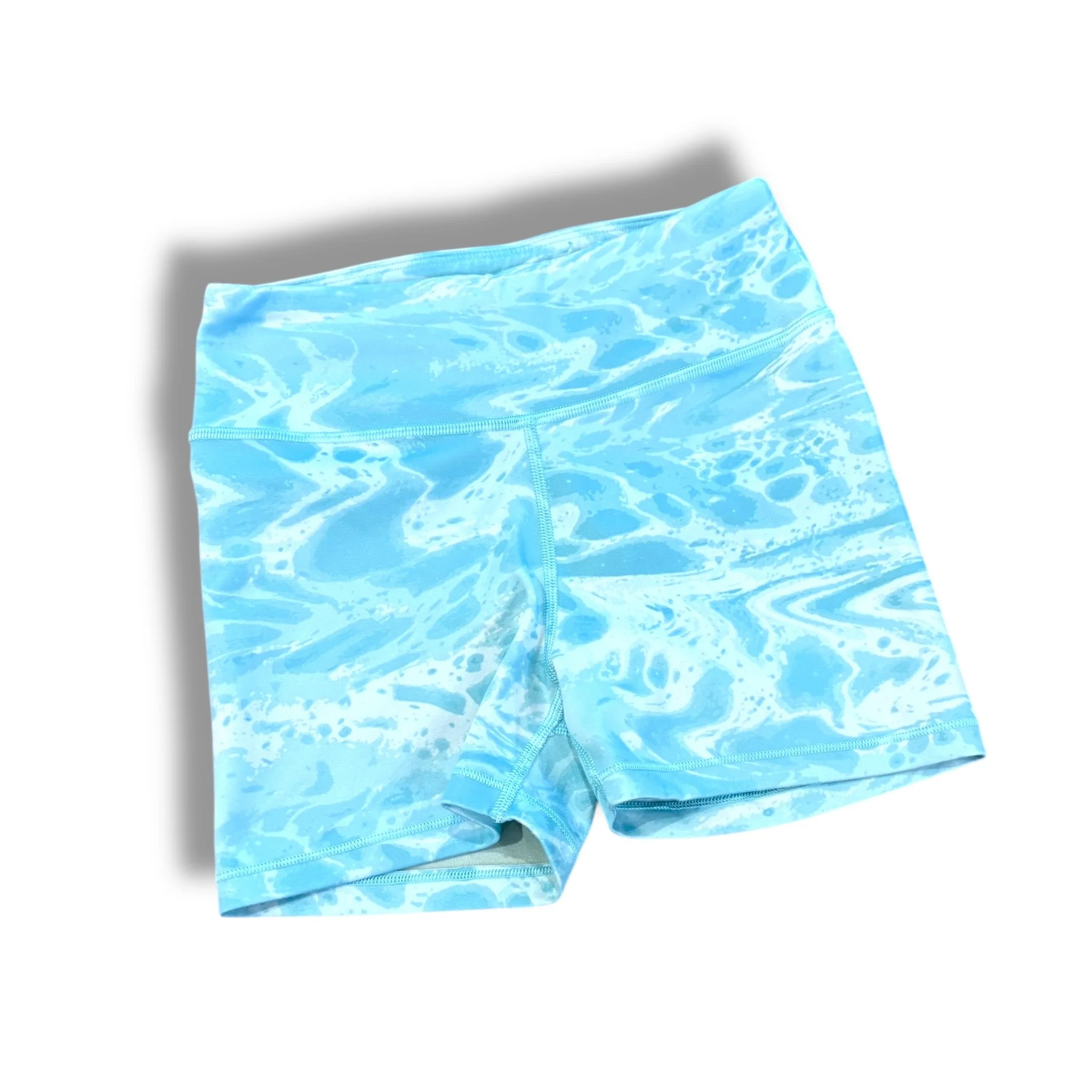 Size 12 Athleta aqua/white tie dye biker shorts