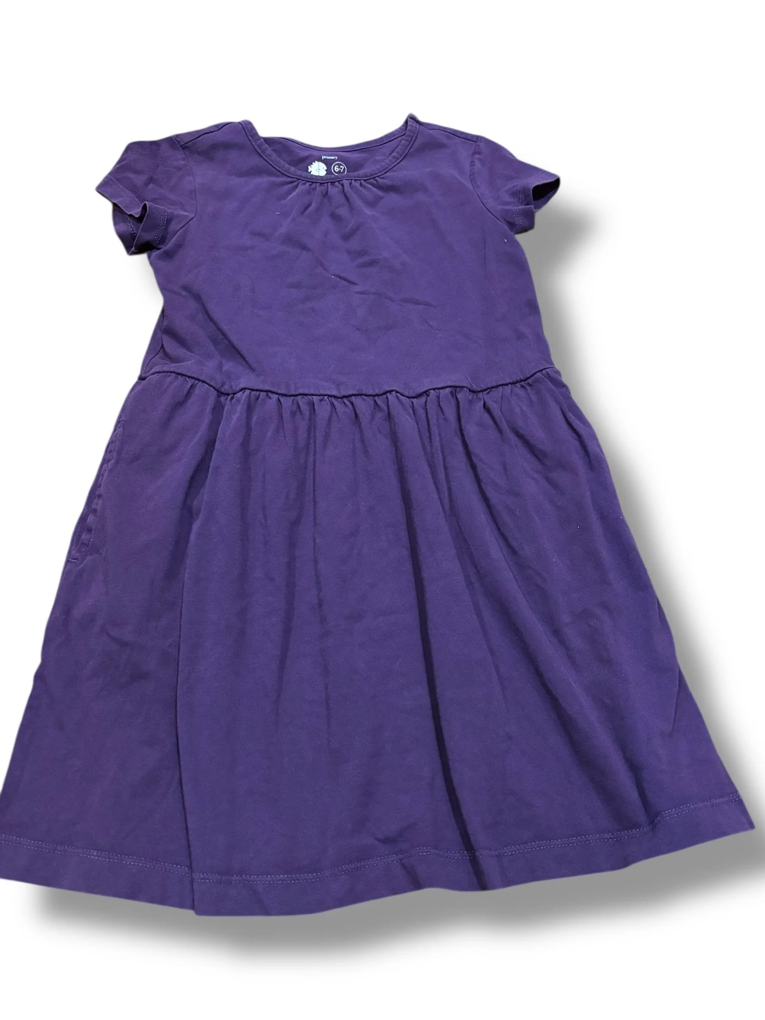 Size 6-7 Primary plum purple short-sleeve dress