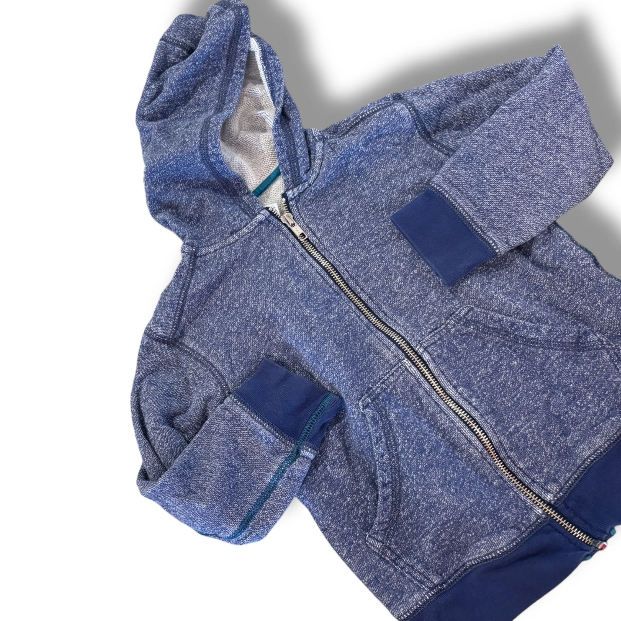 Size 5 tea collection blue heathered zip up hooded sweatshirt