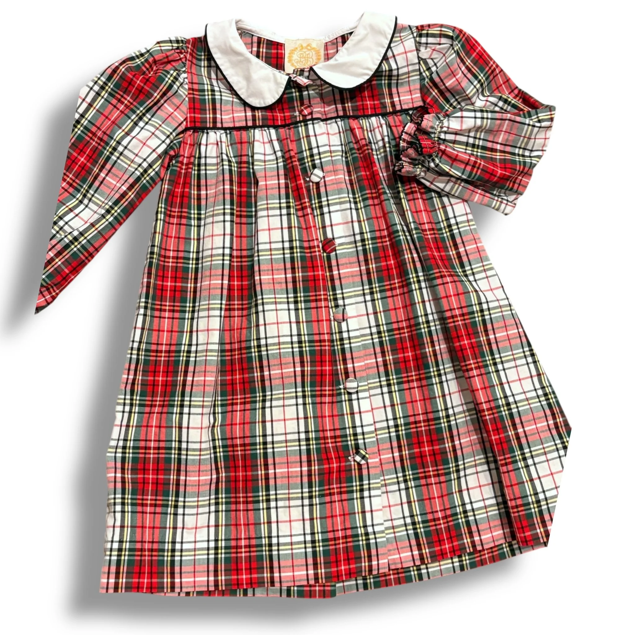 Size 5 TBBC red/green/white plaid button front dress with white collar