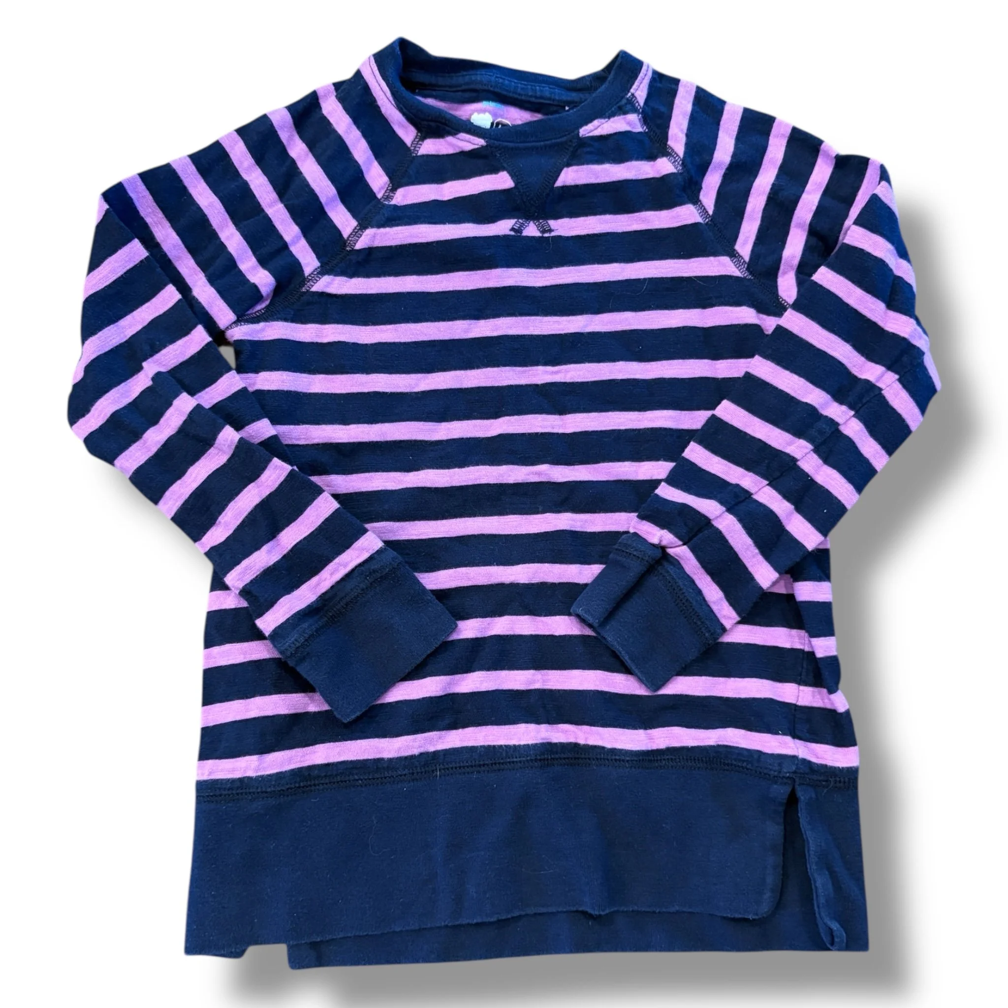 Size 4-5 Primary navy/purple stripe long sleeve tee