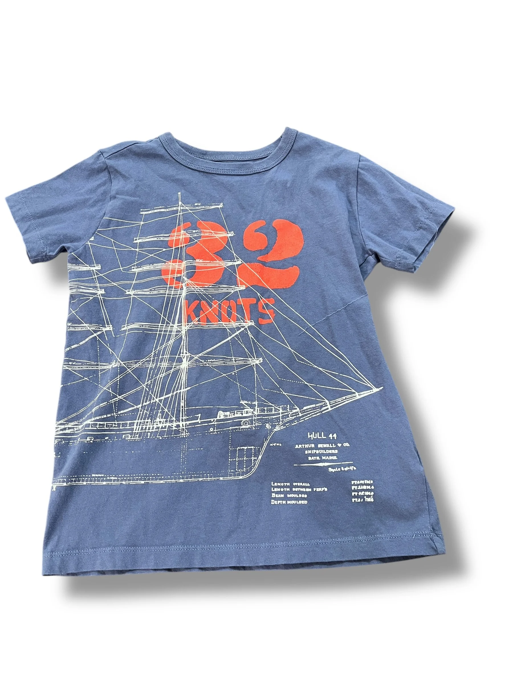 Size 6-7 Crewcuts dusty blue tee, 32 knots