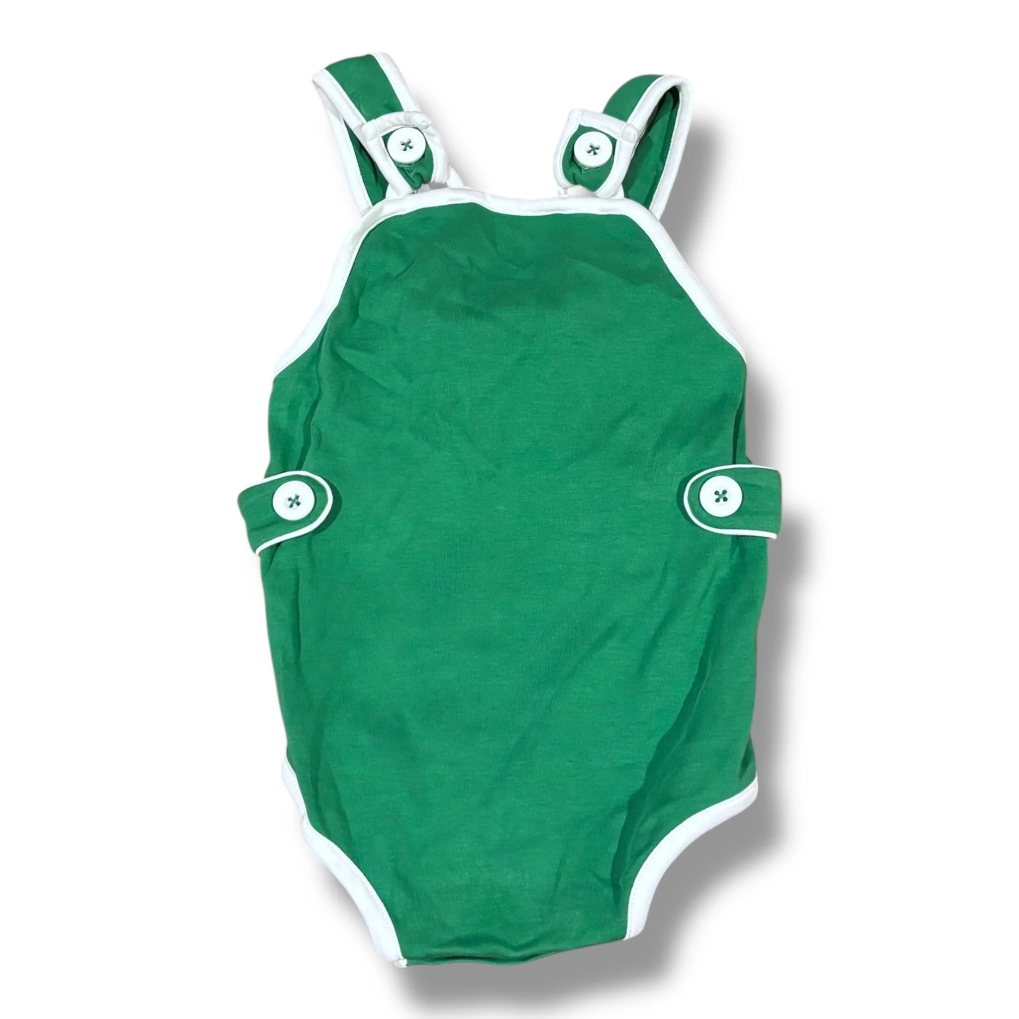 Size 18-24 month TBBC Kelly green sun-suit w/ white trim, side buttons