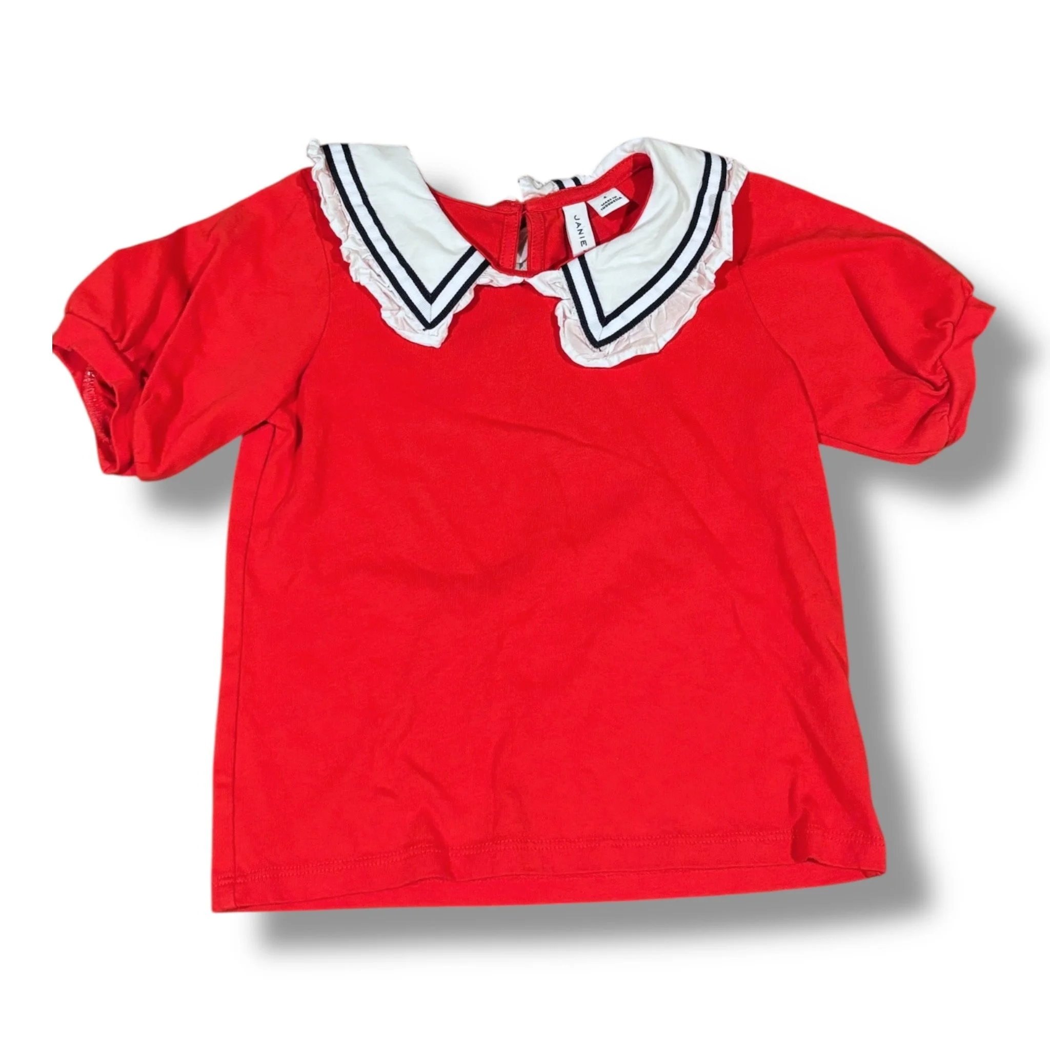 Size 4 Janie and Jack red tshirt w/ white/navy collar